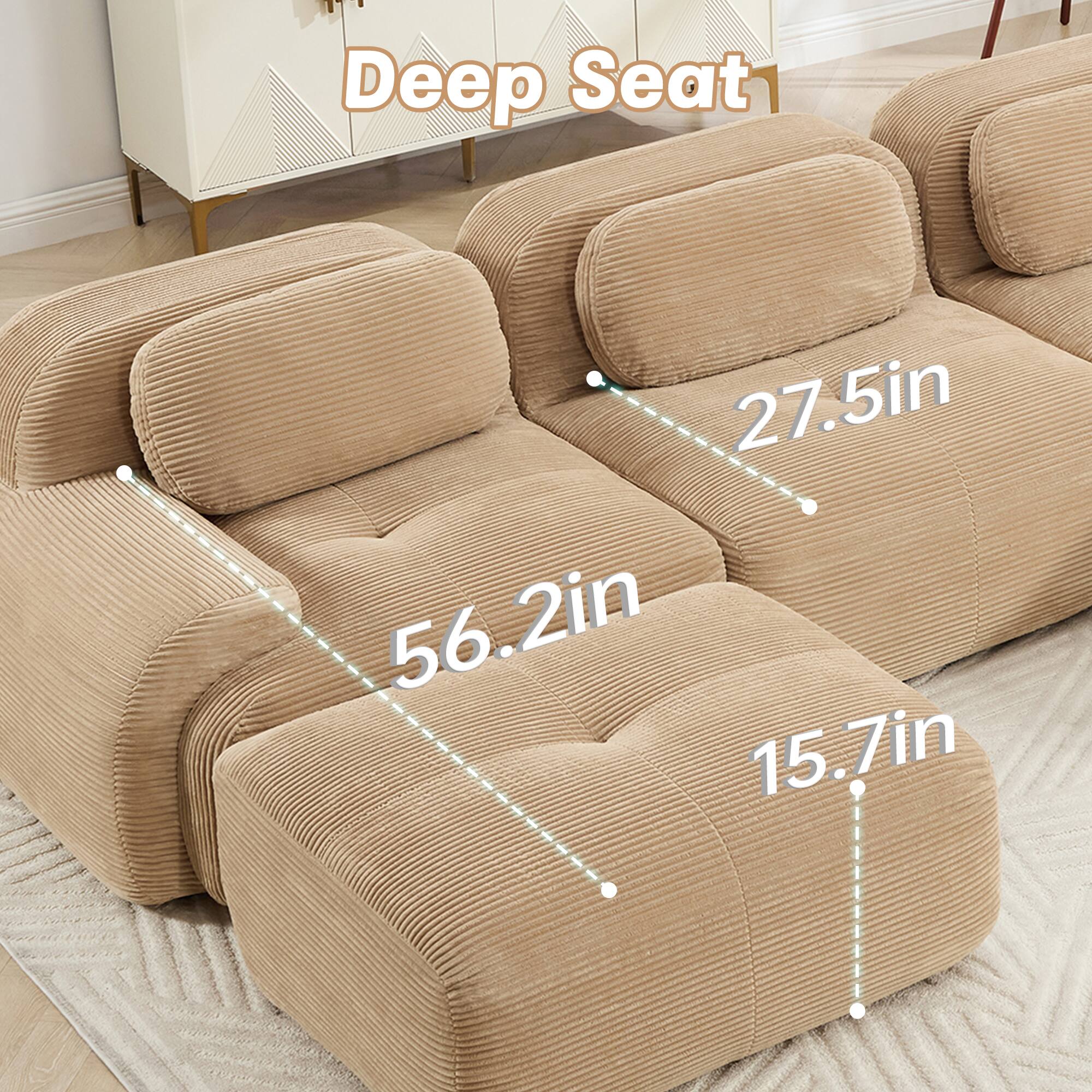 Deep Seat  
27.5in  
56.2in  
15.7in