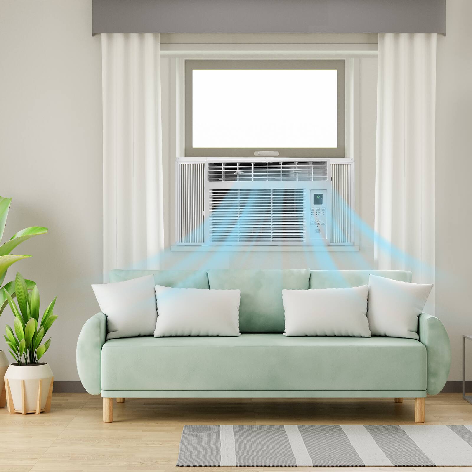 Alt View 4. Winado - 6000BTU  115V  530W Window Air Conditioner ABS Window Type Refrigeration/Energy Saving/Fan/Dehumidification/Portable All - White.