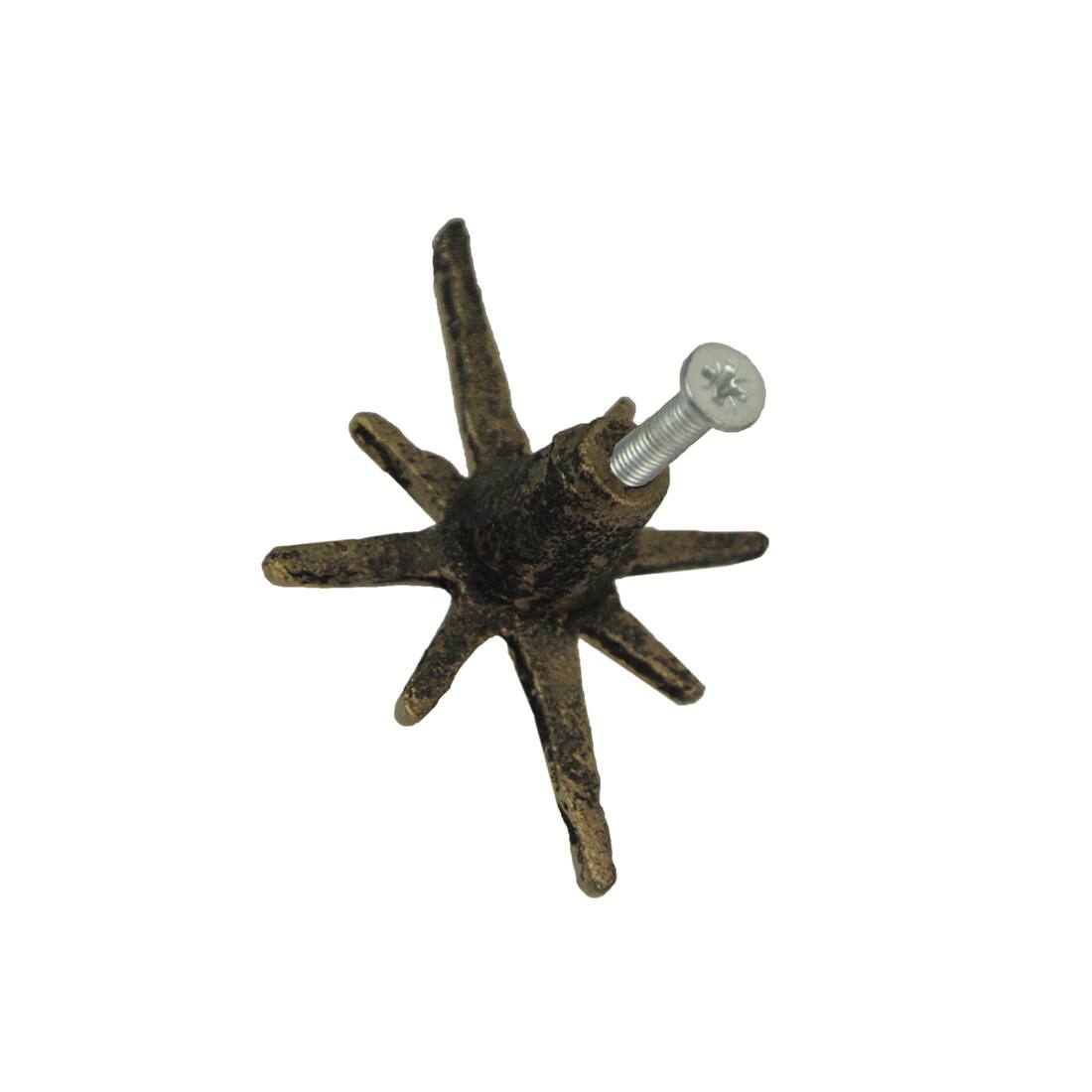 Alt View 7. Zeckos - Set of 6 Antique Gold Finish Mid Century Modern Starburst Drawer Pulls Knobs - Gold.