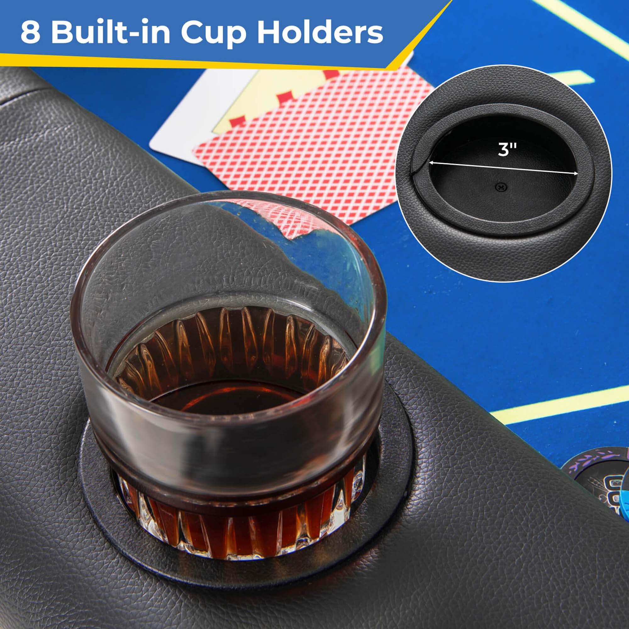 8 Built-in Cup Holders 3"