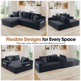 Anysun - 94.5" L-Shape Cloud Modular Sectional Sofa with Left Chaise-Deep-Seat Corner Couch, No Assembly for Living Room&Bedroom - Gray