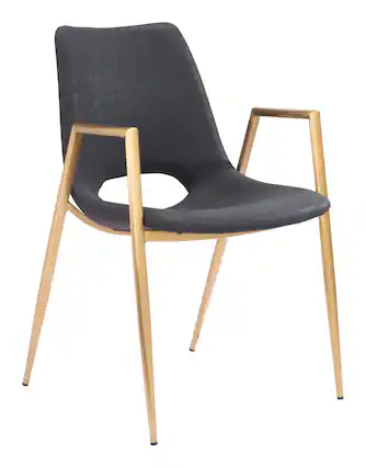 Front. Hivvago - Desi Dining Chair (Set of 2) Black & Gold - Black & Gold.