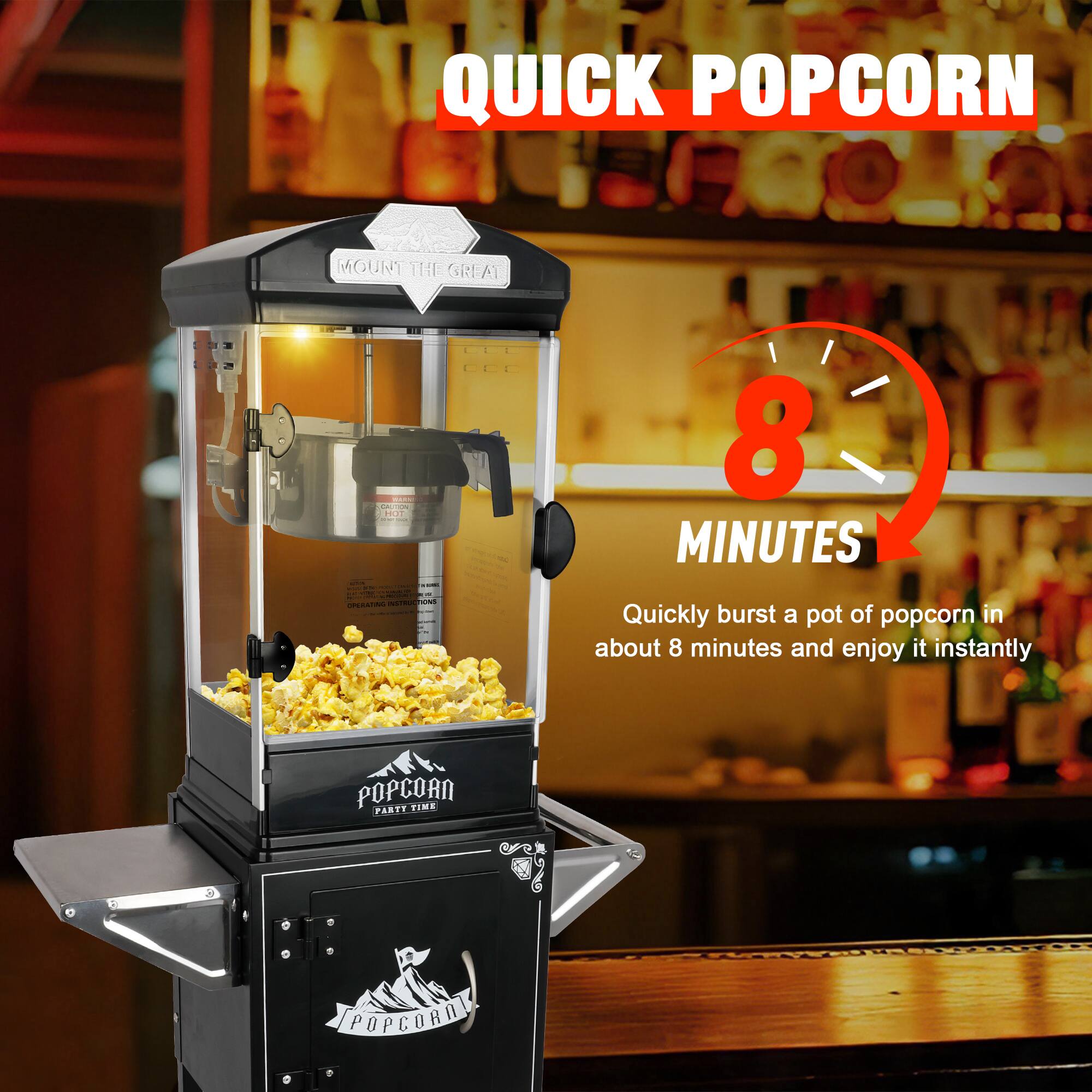 QUICK POPCORN

MOUNT THE GREAT

8 MINUTES

Quickly burst a pot of popcorn in about 8 minutes and enjoy it instantly

POPCORN PARTY TIME