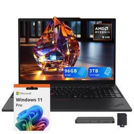 Lenovo - ThinkPad P16s 16" WUXGA Laptop,Ryzen AI PRO 370,96GB RAM,2TB SSD+1TB Dock Set,Backlit KB,Fingerprint,Win11P - Black