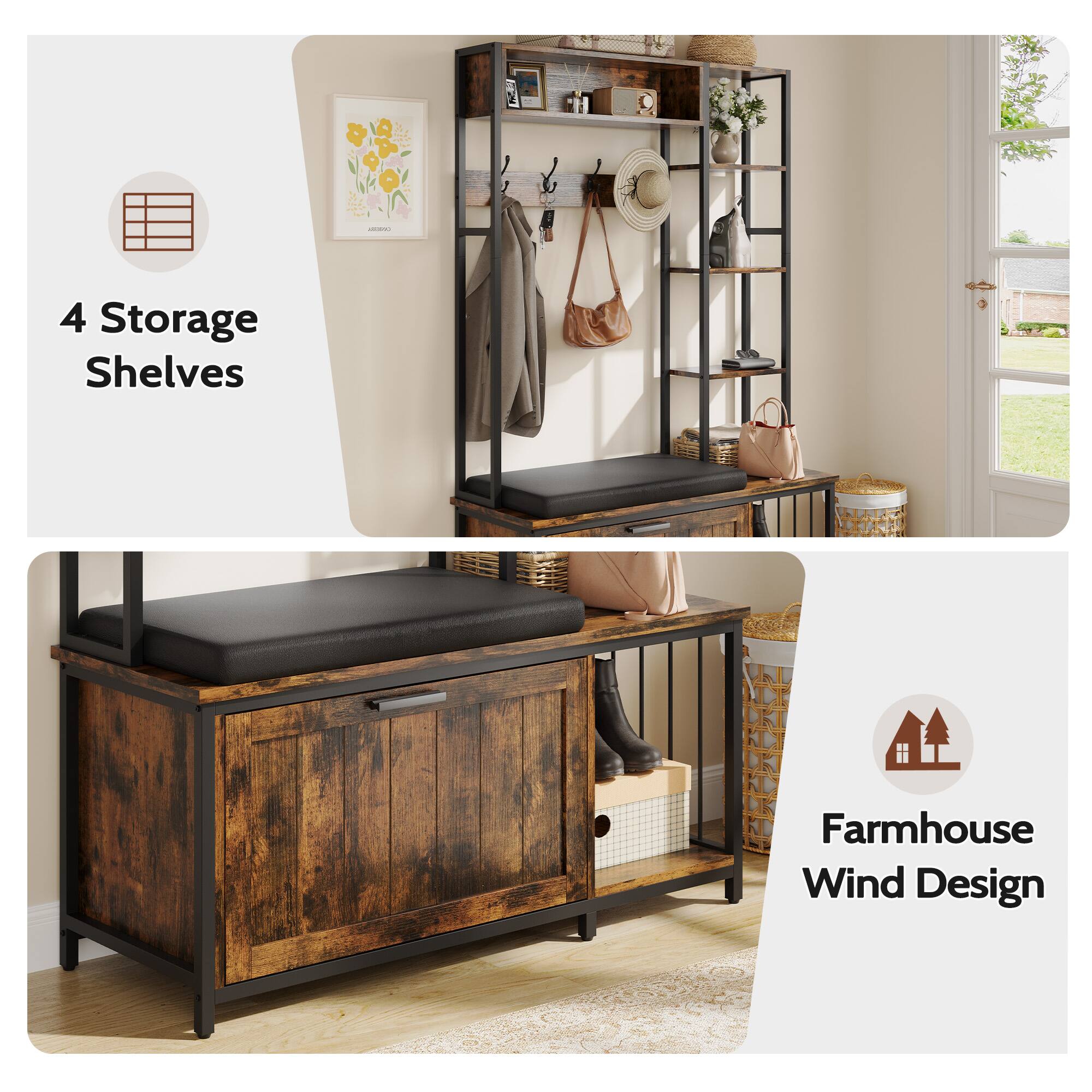 4 Storage Shelves  
Farmhouse Wind Design