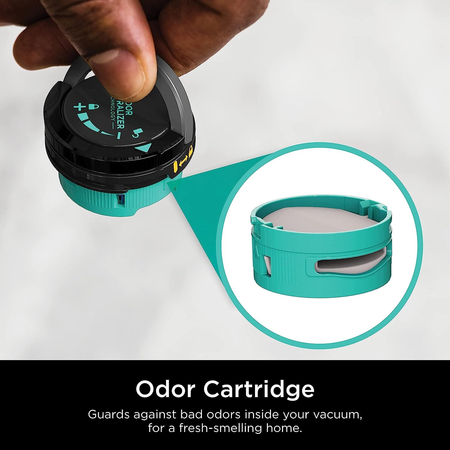 Odor Cartridge Guards against bad odors inside your vacuum, for a fresh-smelling home.