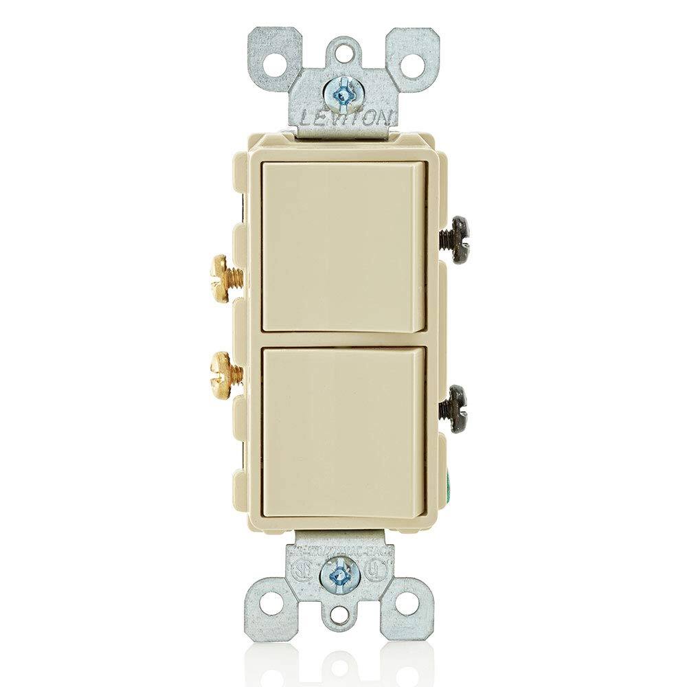 Front. Leviton - Decora Single-Pole AC Combination Switch 5634-I - Ivory.