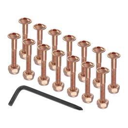 Unique Bargains - 21 mm/0.8" Skateboard Hardware Kit, 16pcs Mounting Screws Bolts Nuts Set with Hex Key for Cruiser - Orange