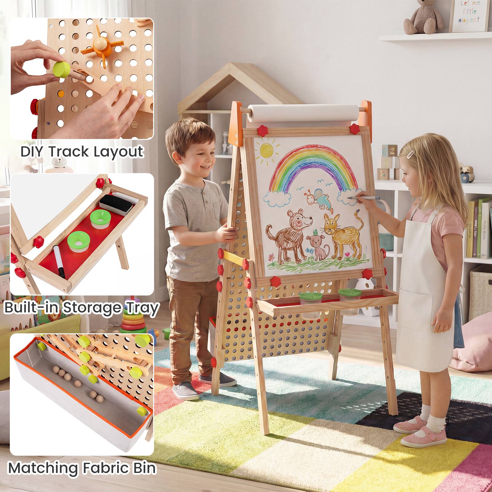 Let me little Alyant DIY Track Layout: APP I Built-in Storage Tray Matching Fabric Bin