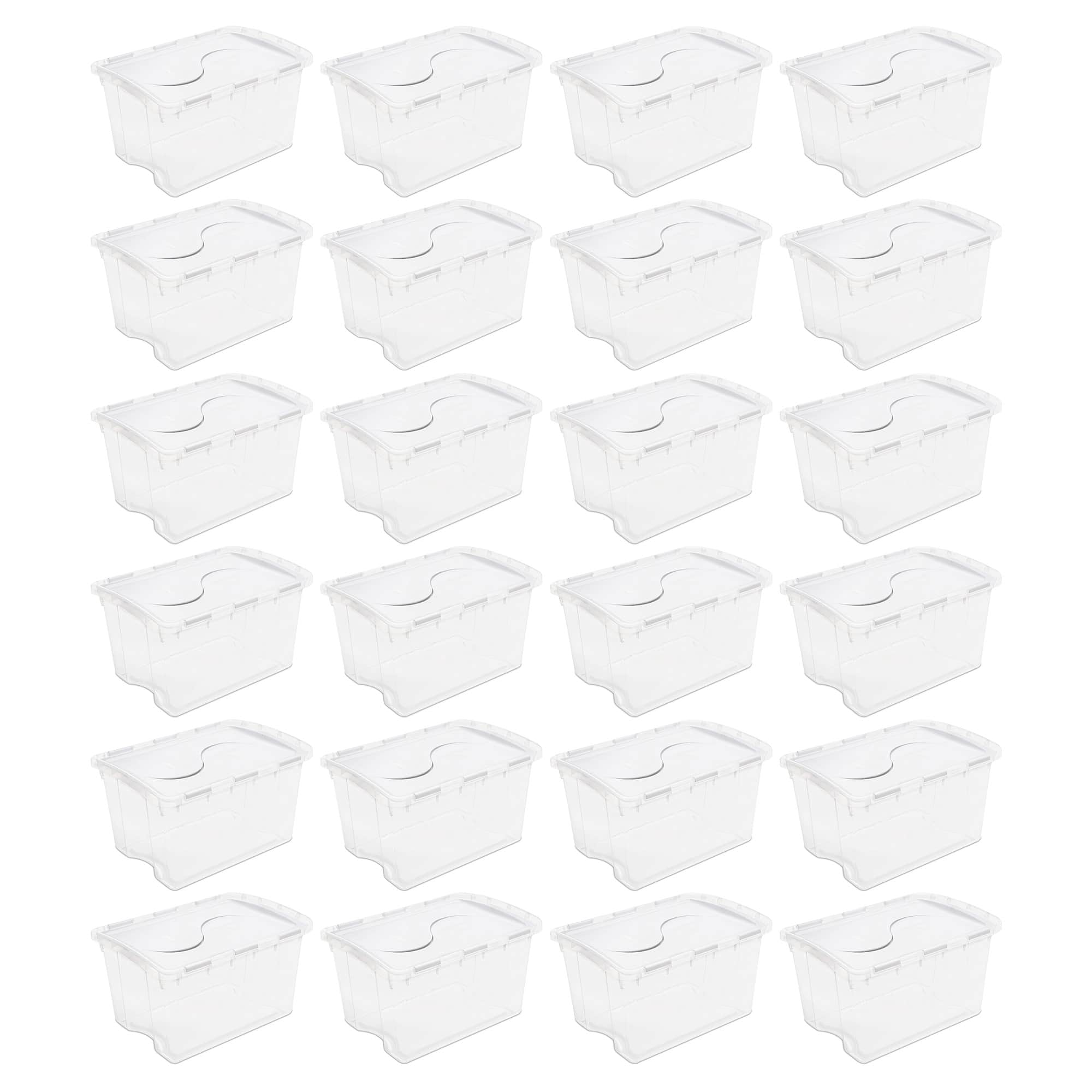 Sterilite - 48 Qt Hinged Lid Storage Box Plastic Stackable Bin with Lid, 24 Pack