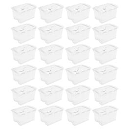 Sterilite - 48 Qt Hinged Lid Storage Box Plastic Stackable Bin with Lid, 24 Pack