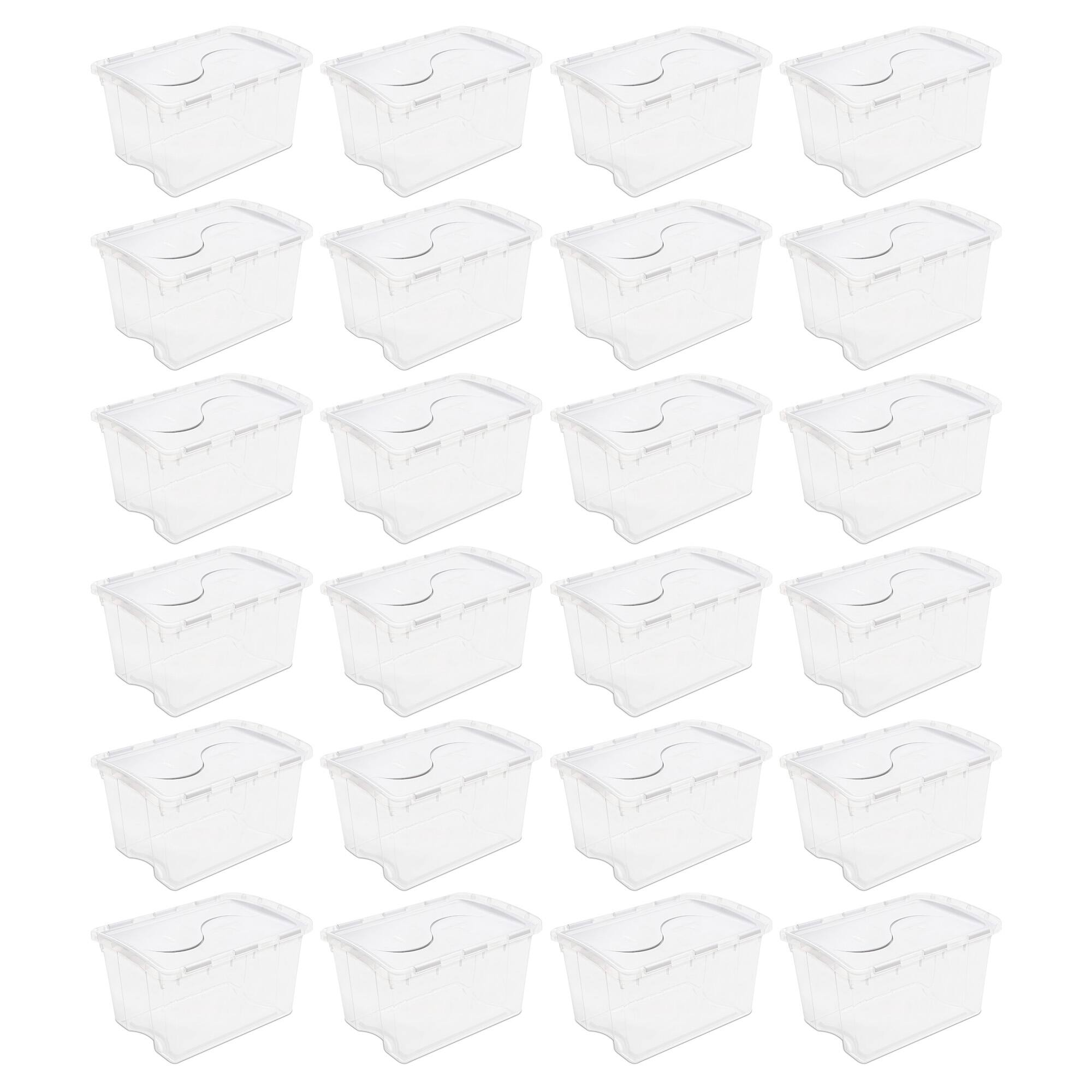 Front. Sterilite - Sterilite 48 Qt Hinged Lid Storage Box Plastic Stackable Bin with Lid, 24 Pack.