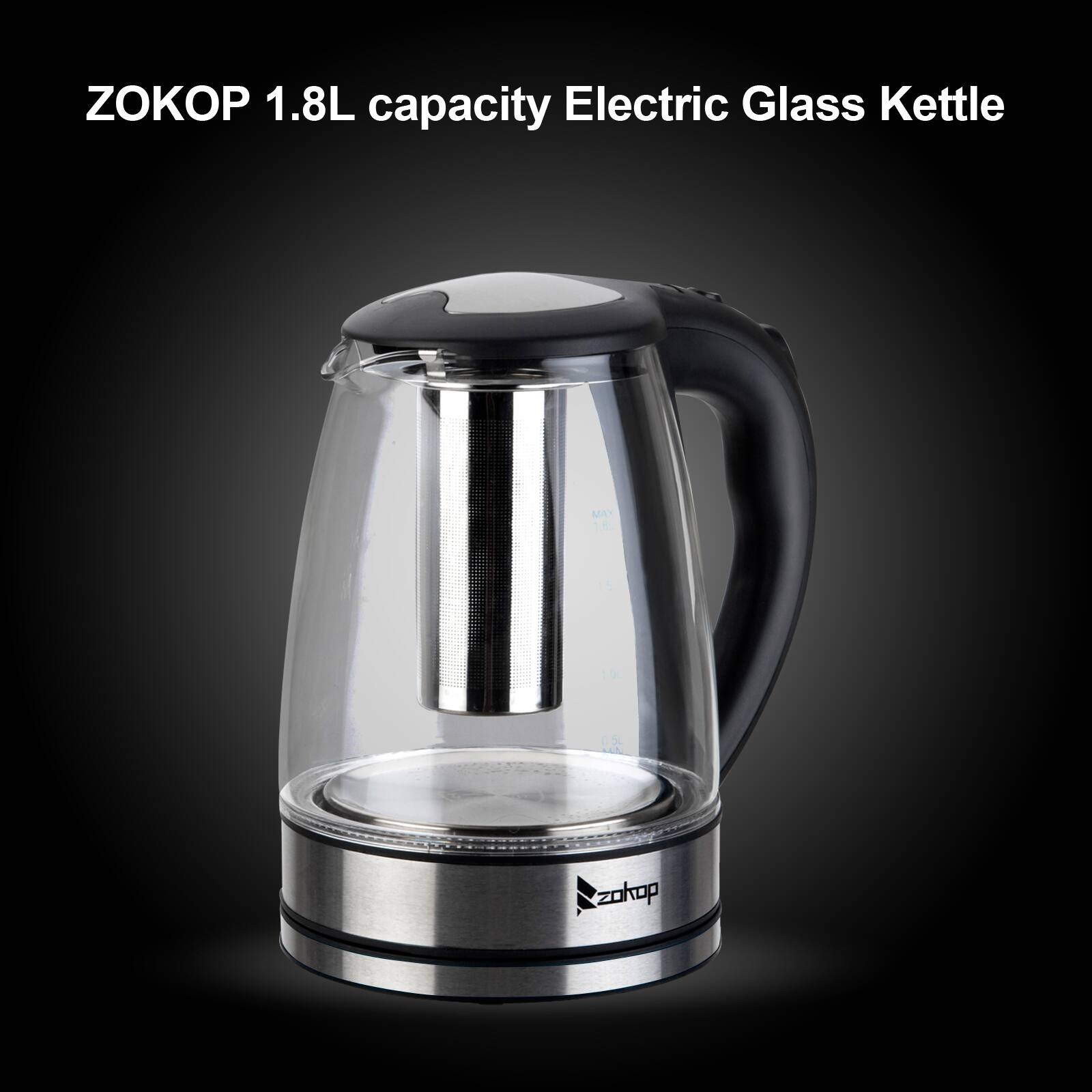 ZOKOP 1.8L capacity Electric Glass Kettle