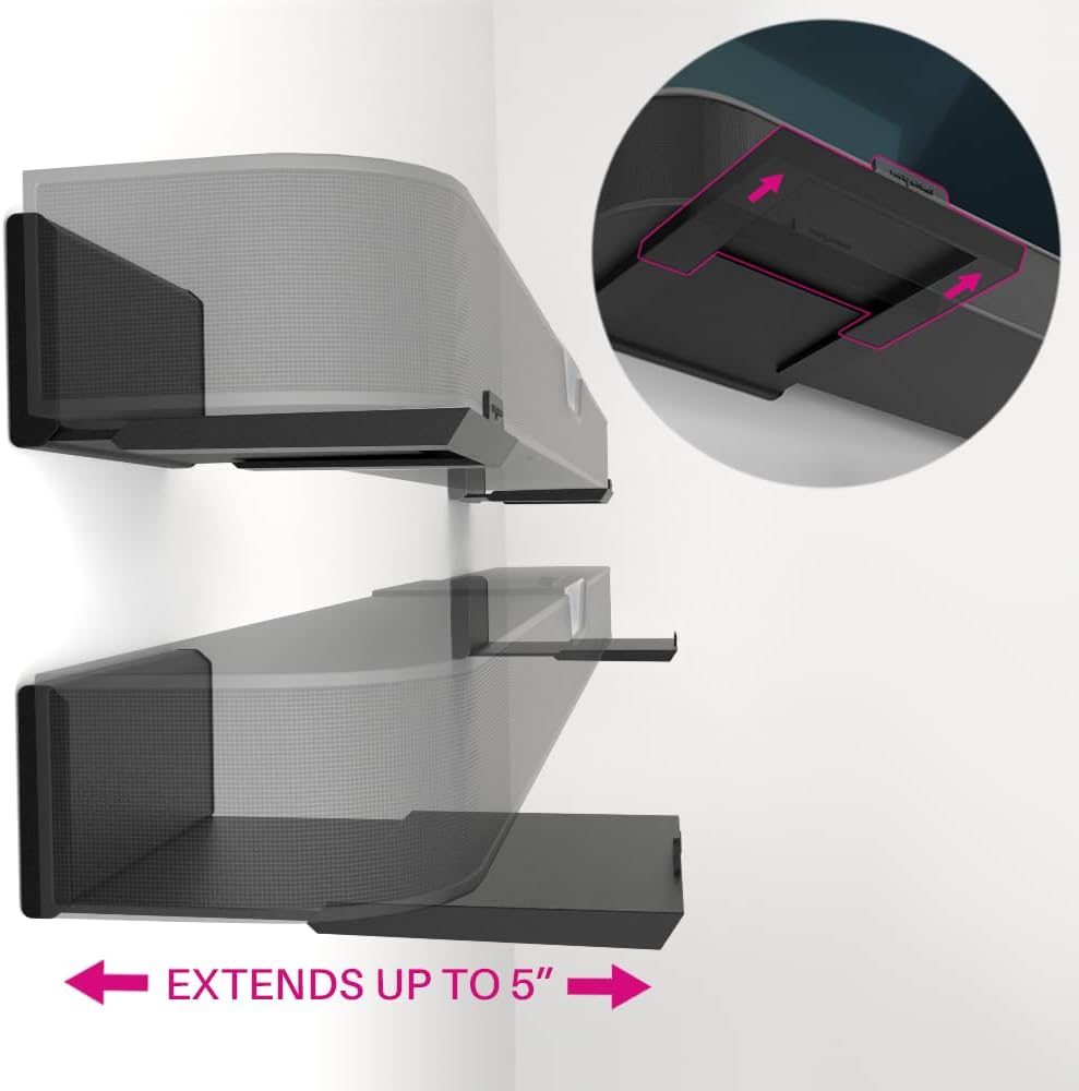 Back. Schertz - No-Drill Soundbar Wall Mount, Adjustable Fit, Holds up to 50 lbs - Black.