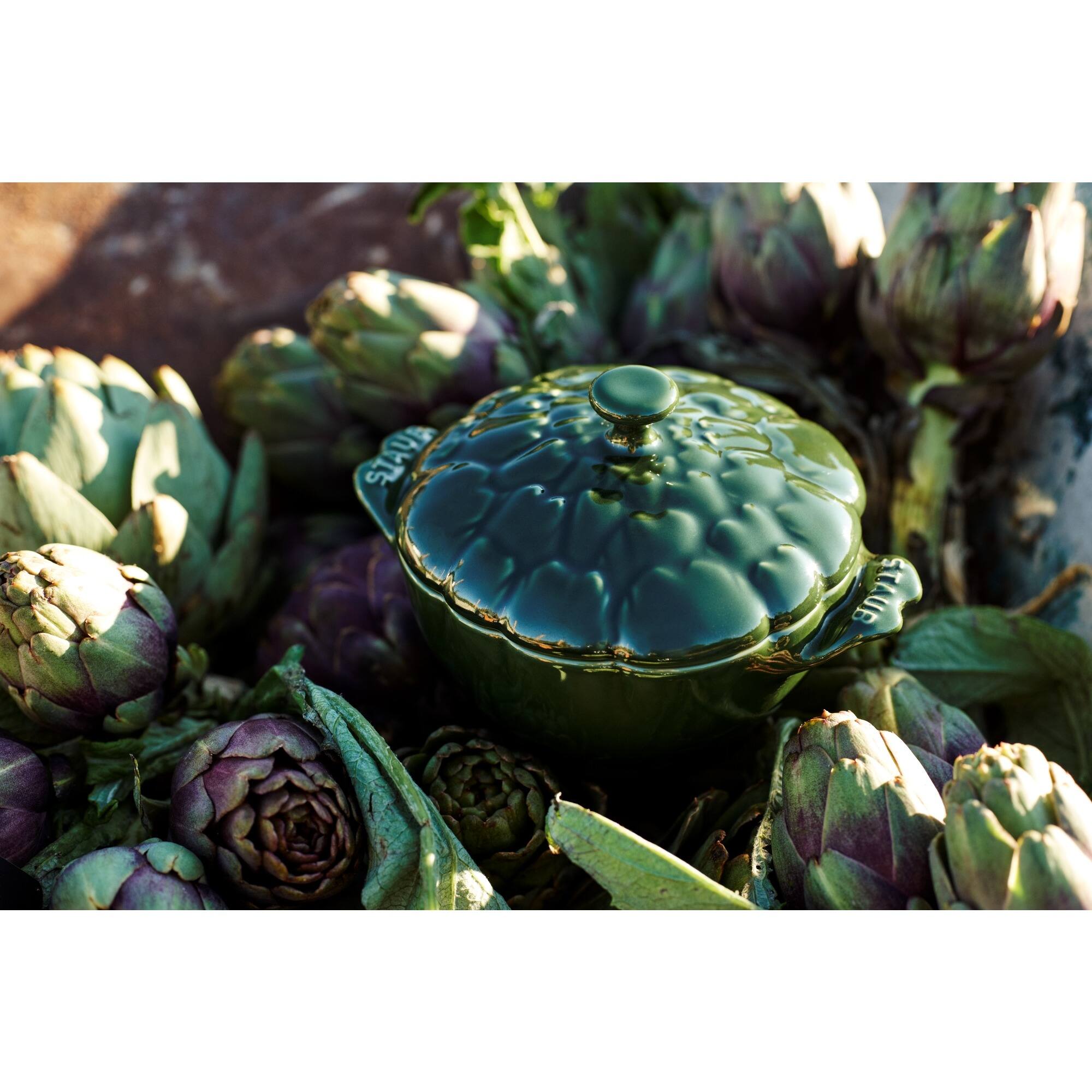 Alt View 3. Staub - Staub Ceramic 16-oz Petite Artichoke Cocotte - Basil - Basil.