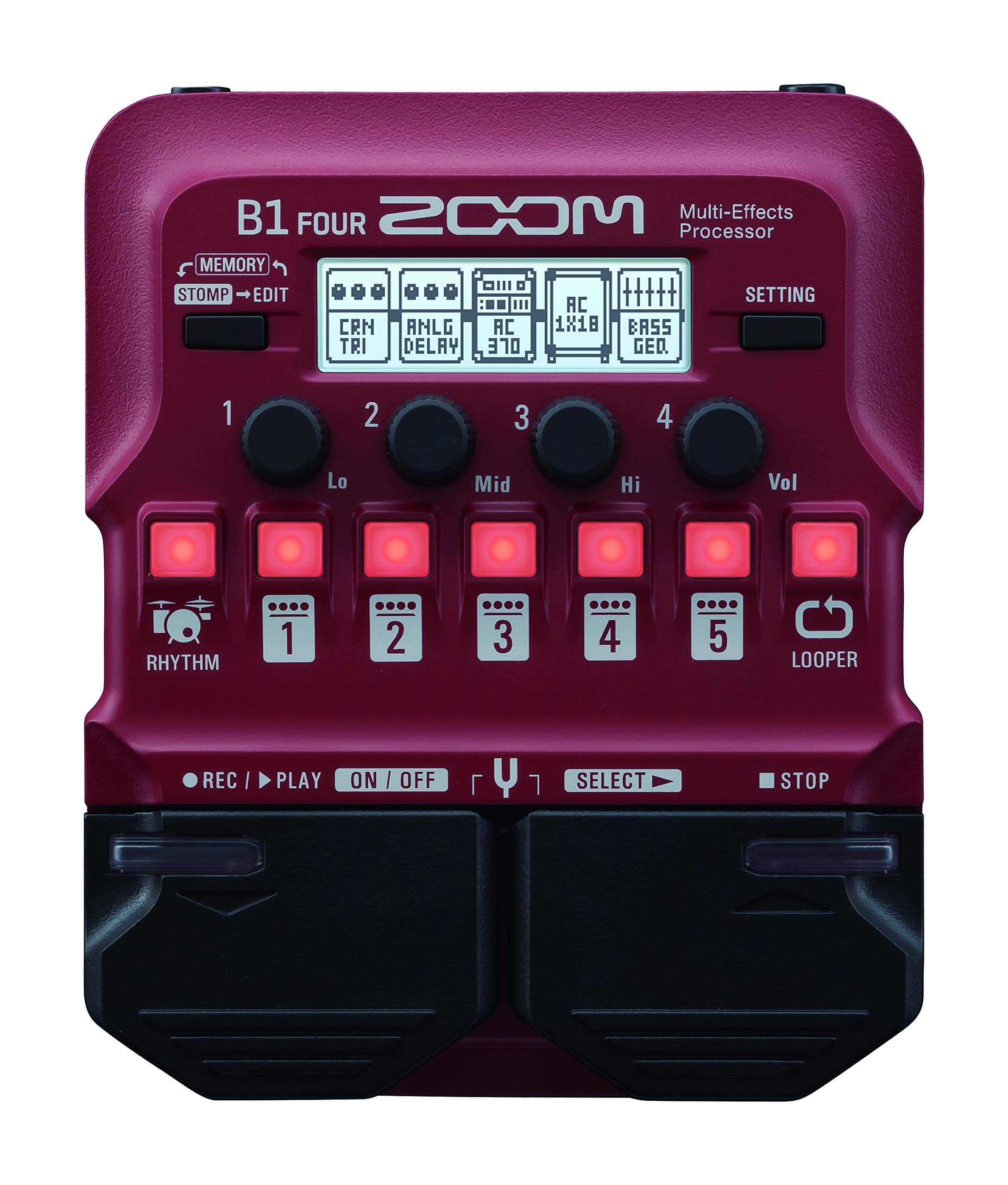 Zoom - B1 Four Bass Multi-Effects Processor with 70+ Effects & Amp Modeling - Black