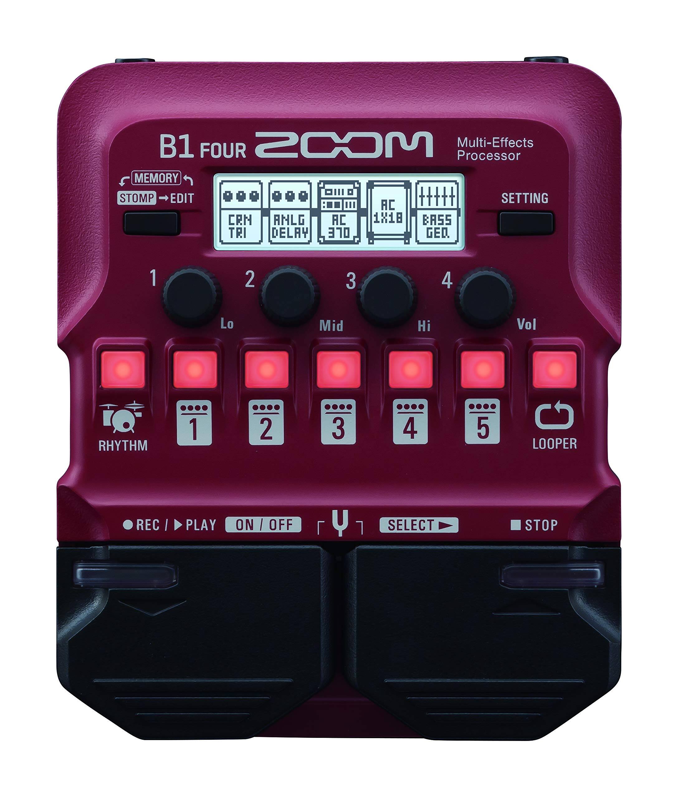 Zoom - B1 Four Bass Multi-Effects Processor with 70+ Effects & Amp Modeling - Black