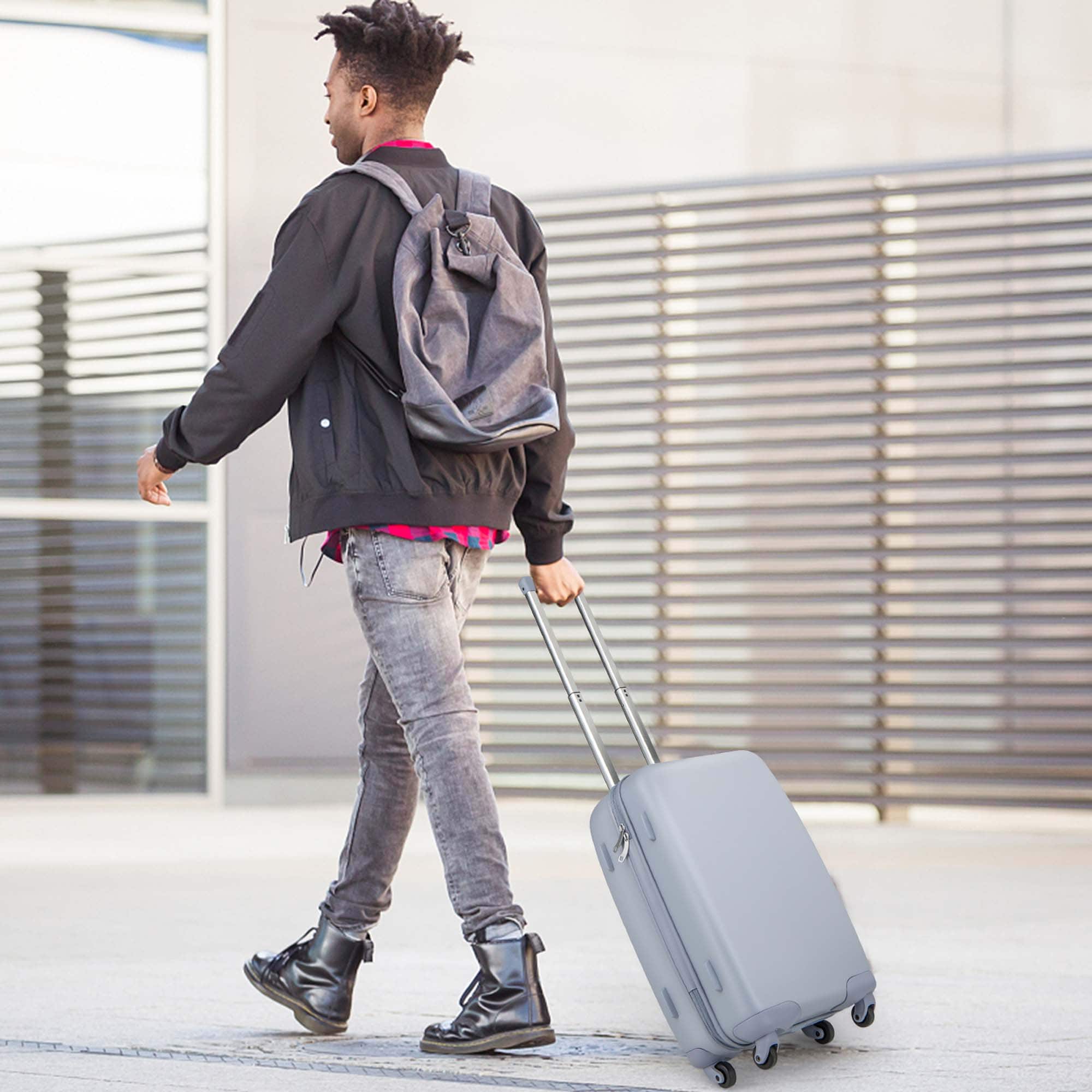 Alt View 11. Costway - 20" Carry-on Luggage PC Hardshell Airline Approved Lightweight Suitcase - Blue.