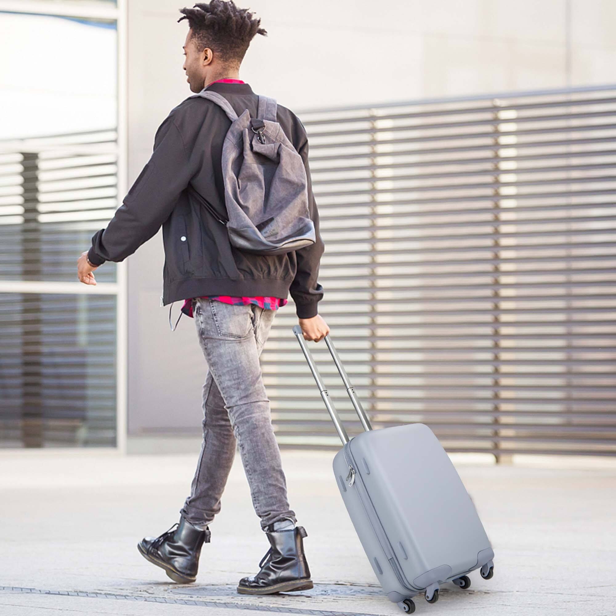 Alt View 11. Costway - 20" Carry-on Luggage PC Hardshell Airline Approved Lightweight Suitcase - Blue.