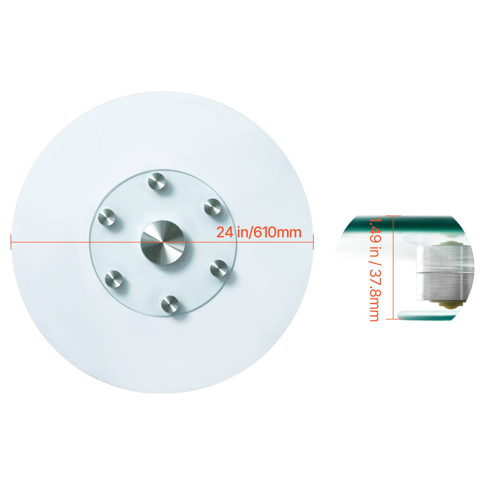 24 in/610mm  
1.49 in / 37.8mm