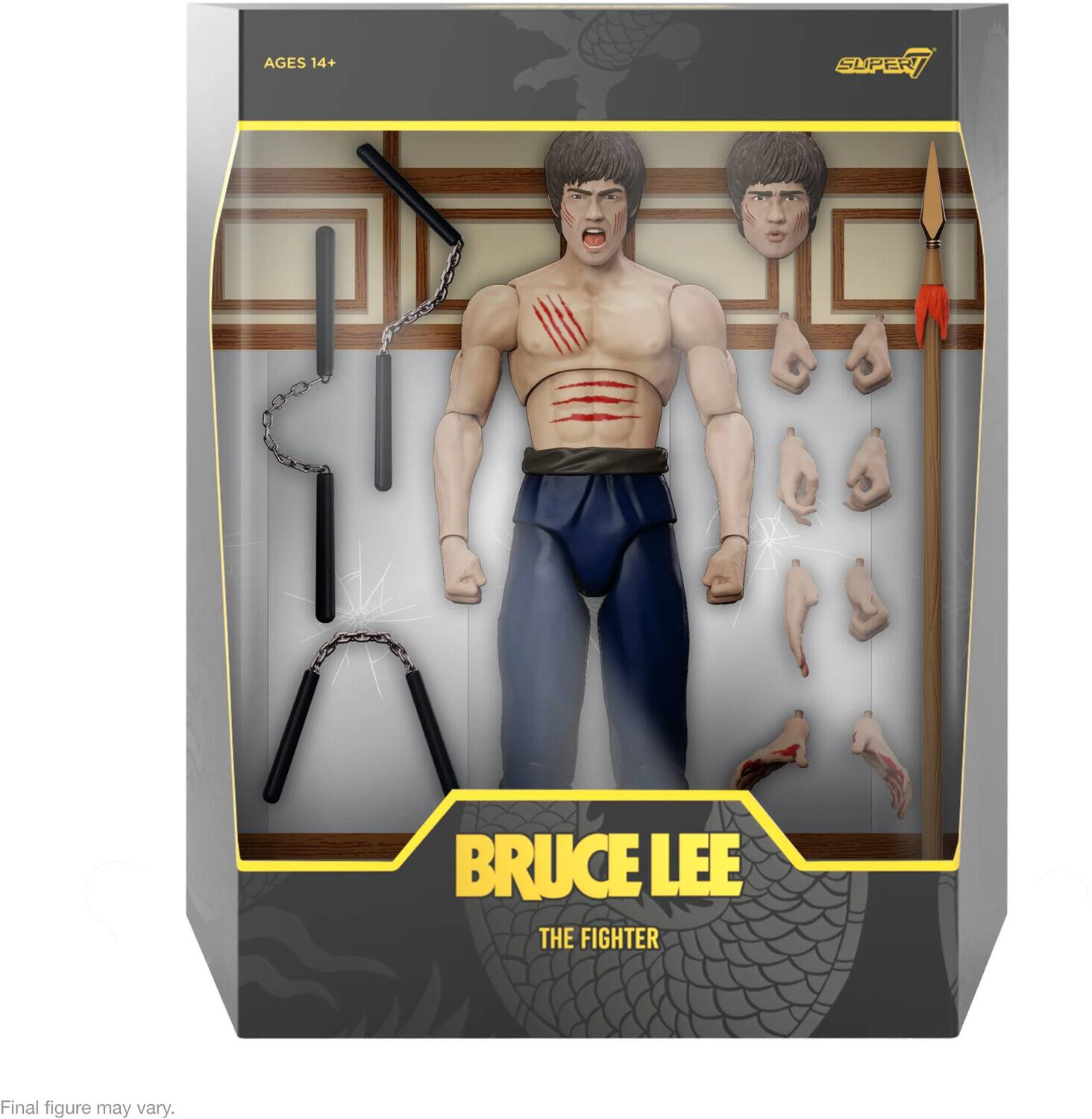 AGES 14+ SUPERT BRUCE LEE THE FIGHTER Final figure may vary.