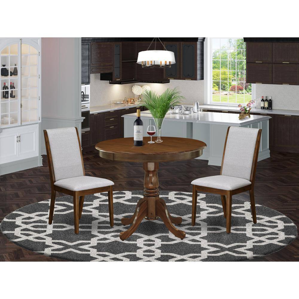 Alt View 3. East West Furniture - 3 Pc Dining Set Includes a Round Kitchen Table and 2 Parson Chairs - Grey.