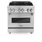 ZLINE - 30" Legacy Dual Fuel Range w/ 4 Burner Gas Cooktop and Electric Convection Oven (RA30) - Stainless Steel