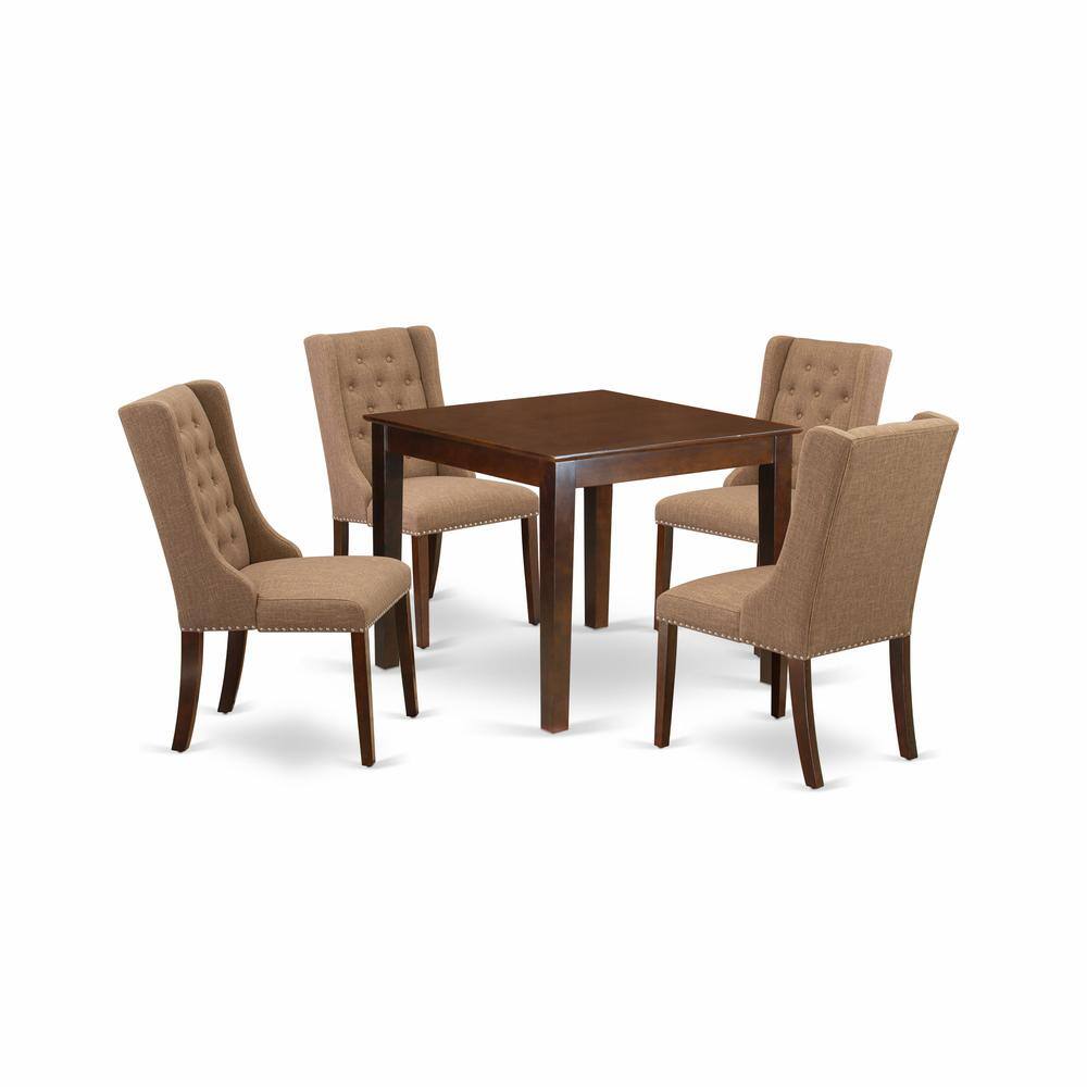 Left. East West Furniture - East West Furniture OXFO5-MAH-47 5-Pc Dining Room Table Set Includes 1 Dining Table with Square Table top and 4 Light - Mahogany.