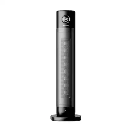 Front. Emerson - Emerson SmartVoice 32" Tower Space Heater, 40+ Voice Commands, No APP, No WIFI, Oscillation, Timer, Remote Control 1500W - Black.