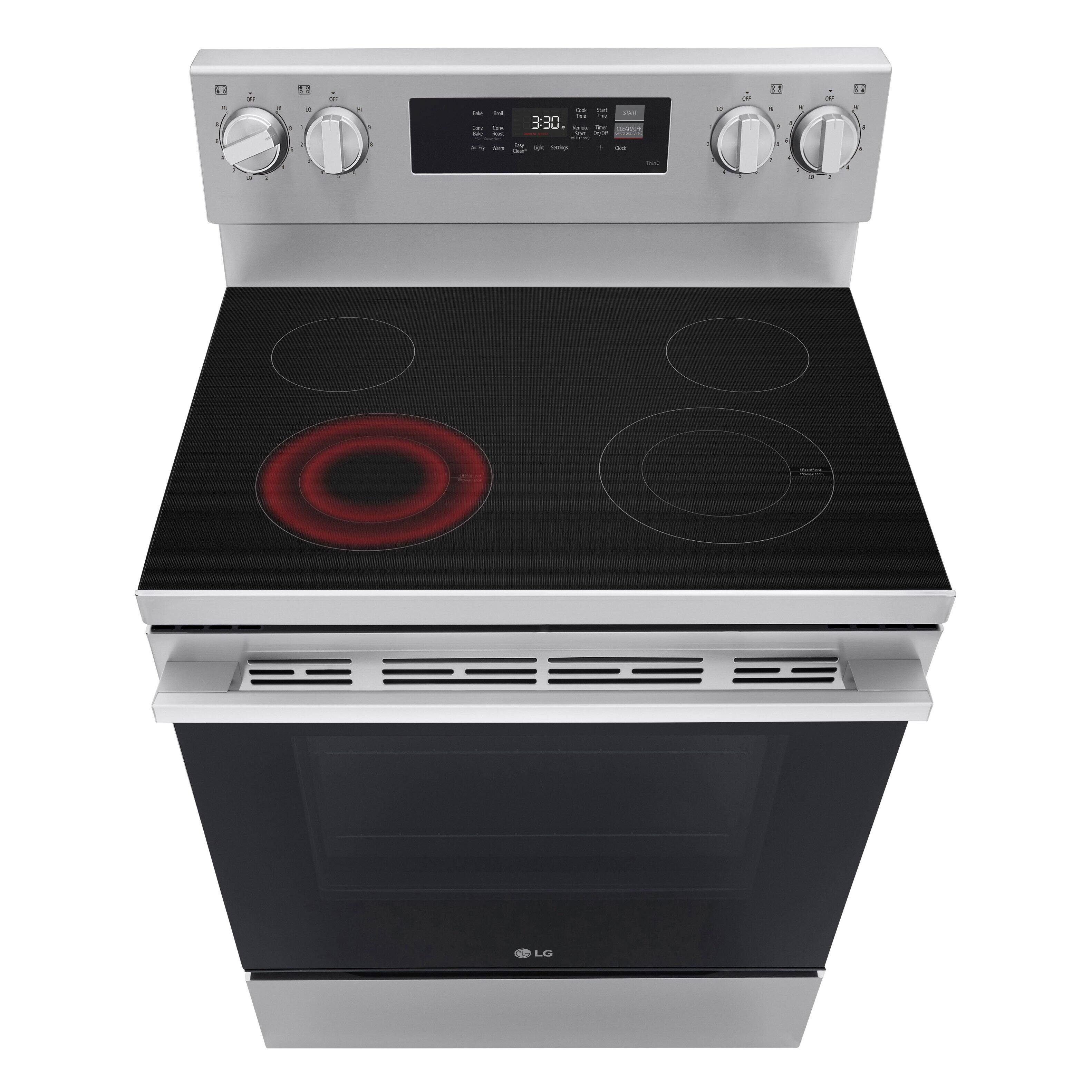 Alt View 7. LG - 6.3 Cu. Ft. Freestanding Electric Convection Smart Range with Air Fry and WideView Window - Stainless Steel.