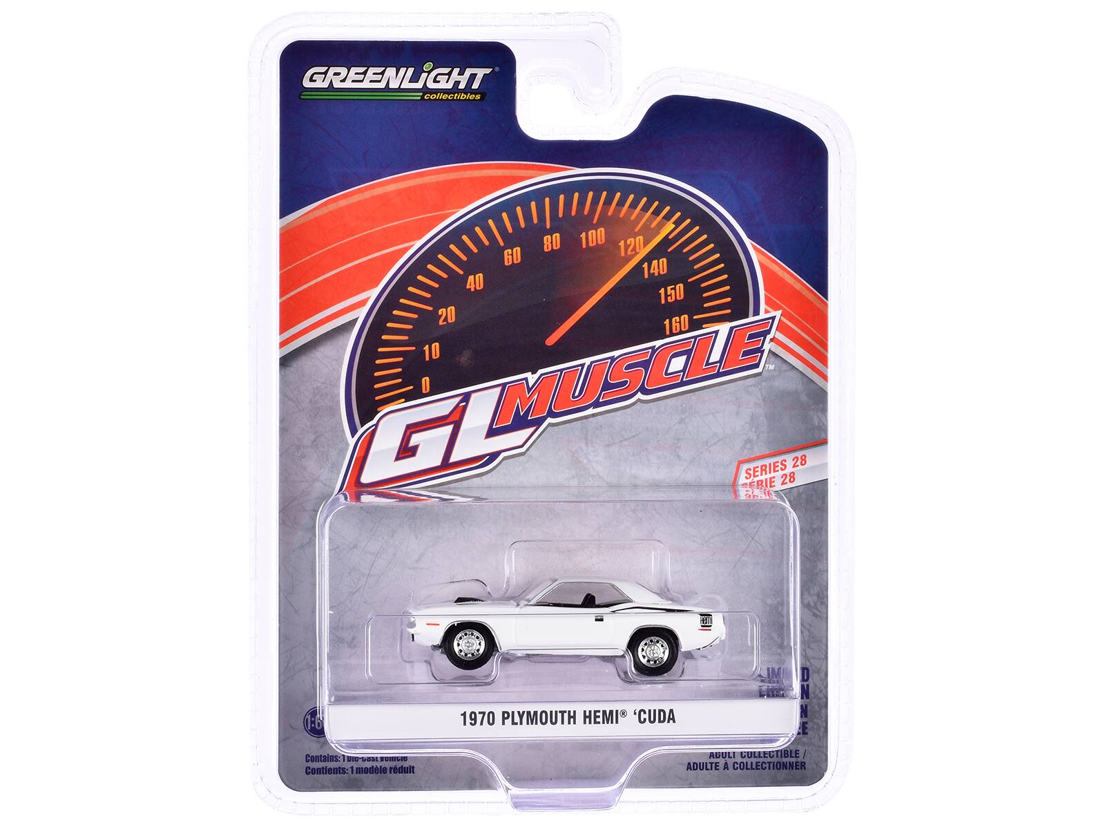 GREENLIGHT collectibles

GL MUSCLE

1970 PLYMOUTH HEMI 'Cuda

SERIES 28
SÉRIE 28

Contains: 1 model
Contiens: 1 modèle réduit

ADULTE À COLLECTIONNER