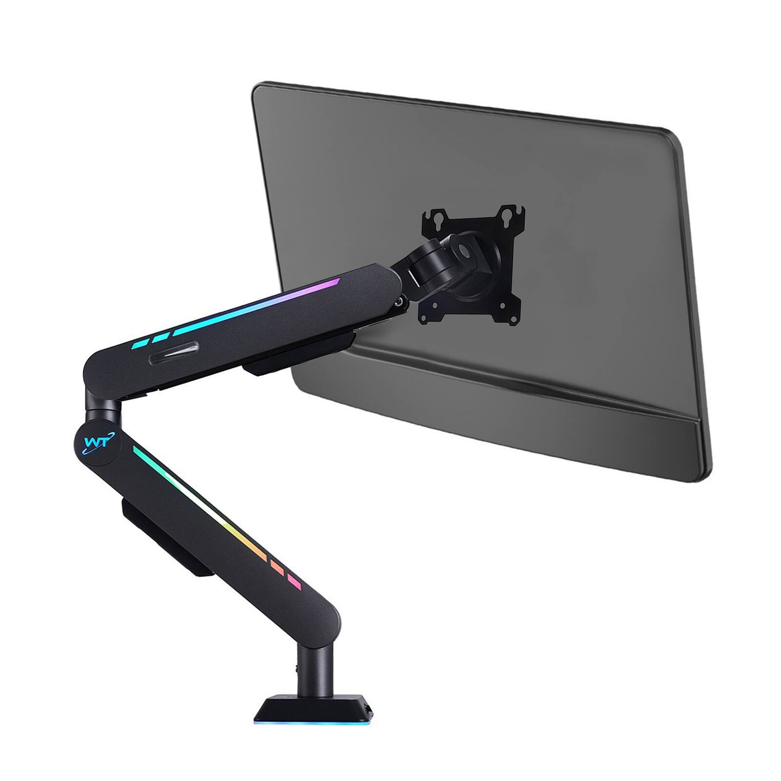 Alt View 3. Topteng - Gaming Monitor Arm for 17"-32" Screens – RGB Lighting, 19.8 lbs Capacity, Full Motion Adjustment, Fit for Gaming Setup - Black.