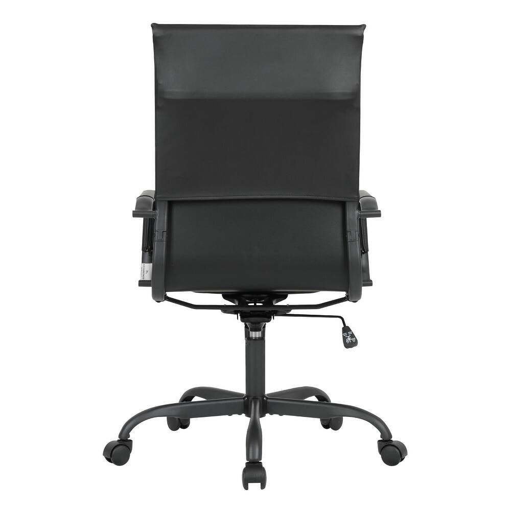 Alt View 5. LeisureMod - Harris Ergonomic High-Back Office Chair Leather Upholstery, Adjustable Swivel, Tilt, and Black Iron Frame - Black.