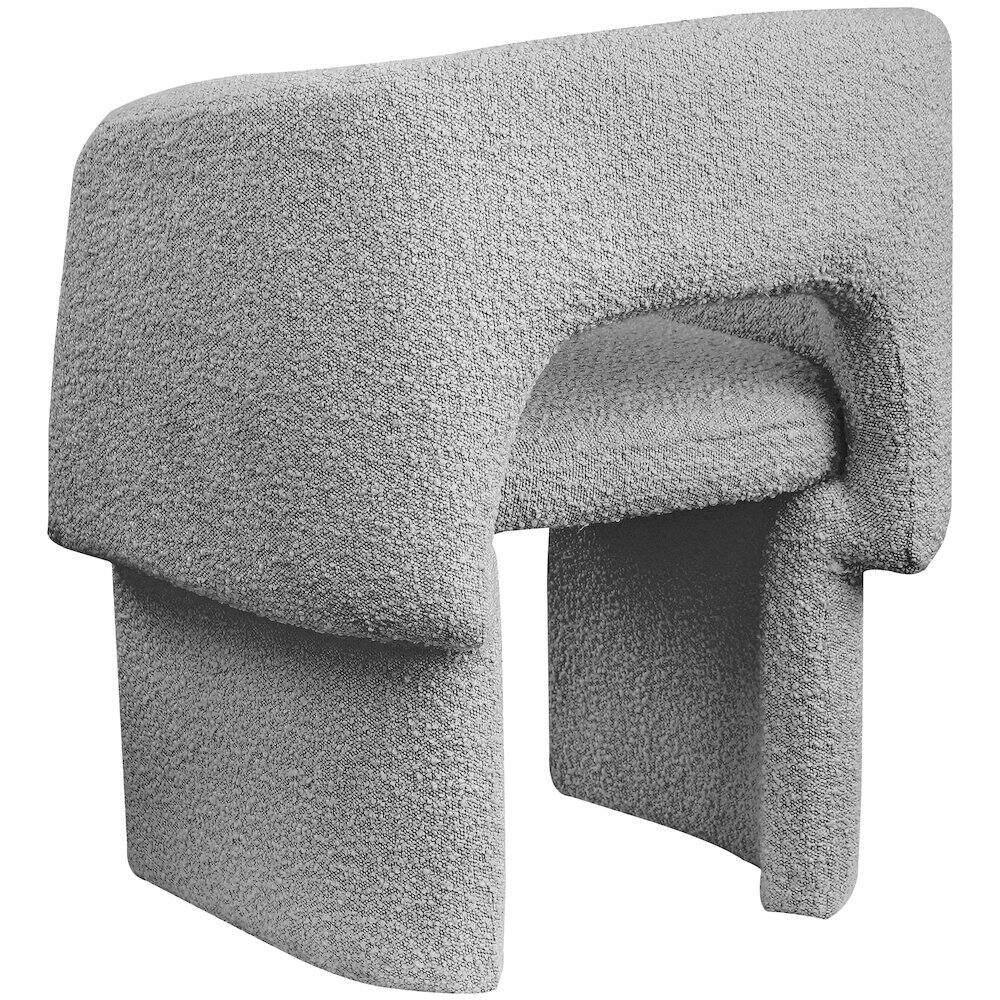Alt View 3. Meridian Furniture - Emmet Grey Boucle Fabric Dining Chair / Accent Chair - Grey.