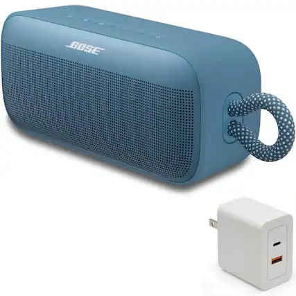 Front. Bose - Bose SoundLink Plus Portable Bluetooth Speaker Bundle with Fast Charger, Wireless (Blue Dusk) - Blue Dusk.