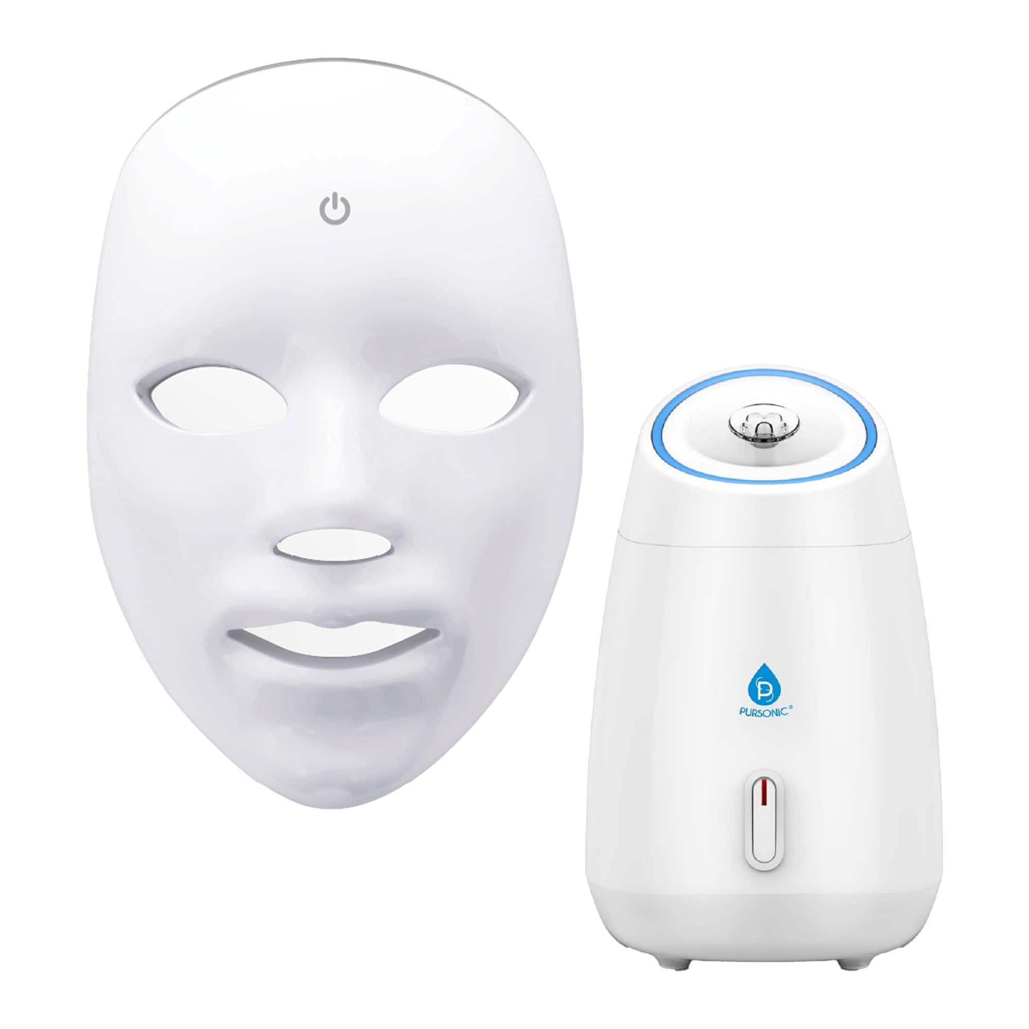 Front. Pursonic - 7-in-1 LED Light Therapy Face Mask & Pursonic Facial Steamer Hot Mist Moisturizing Spa Bundle - Multicolor.