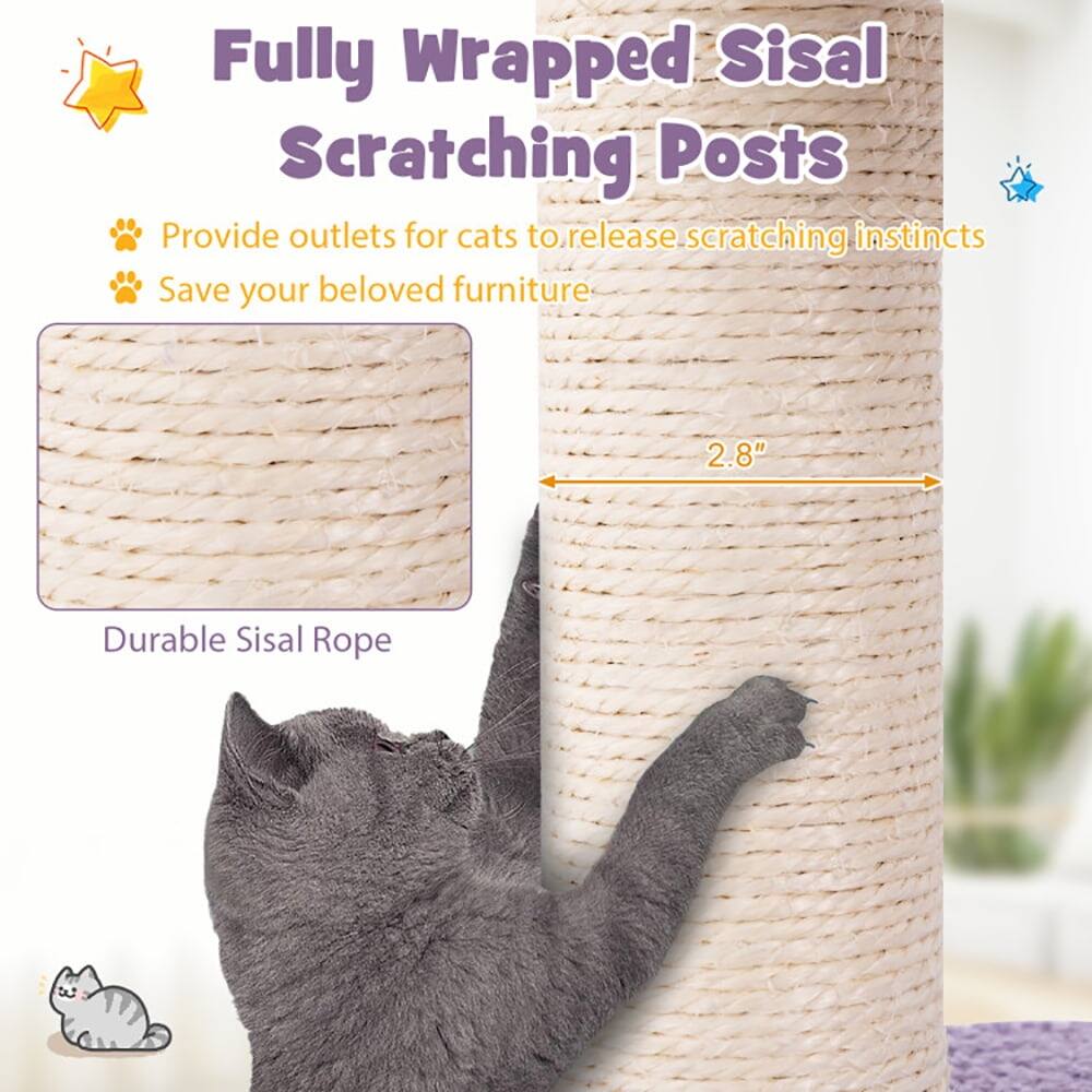 Fully Wrapped Sisal Scratching Posts  
- Provide outlets for cats to release scratching instincts  
- Save your beloved furniture  

2.8" Durable Sisal Rope