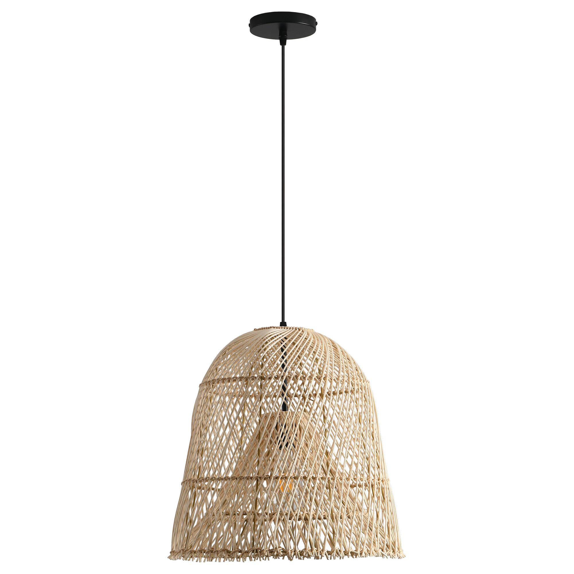 Alt View 6. Parrot Uncle - 1-Light Coastal Retro Brown Rattan Hand-Woven Cloche Hanging Basket Pendant Light - Brown.
