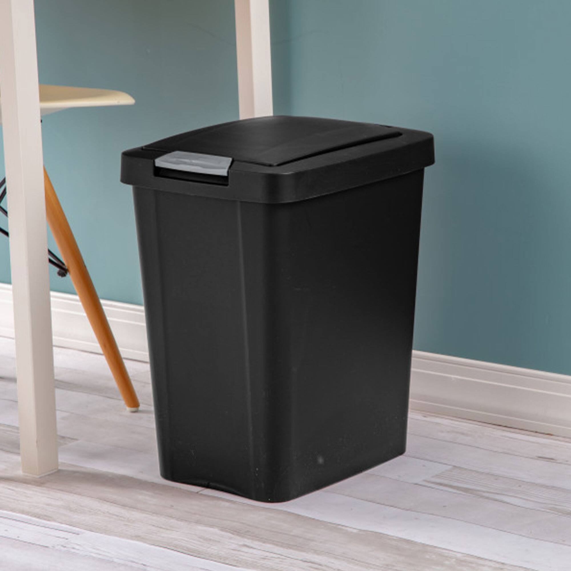 Alt View 2. Sterilite - Sterilite 7.5 Gallon TouchTop Wastebasket Trash Can with Latch, 4 Pack, Black - Black.