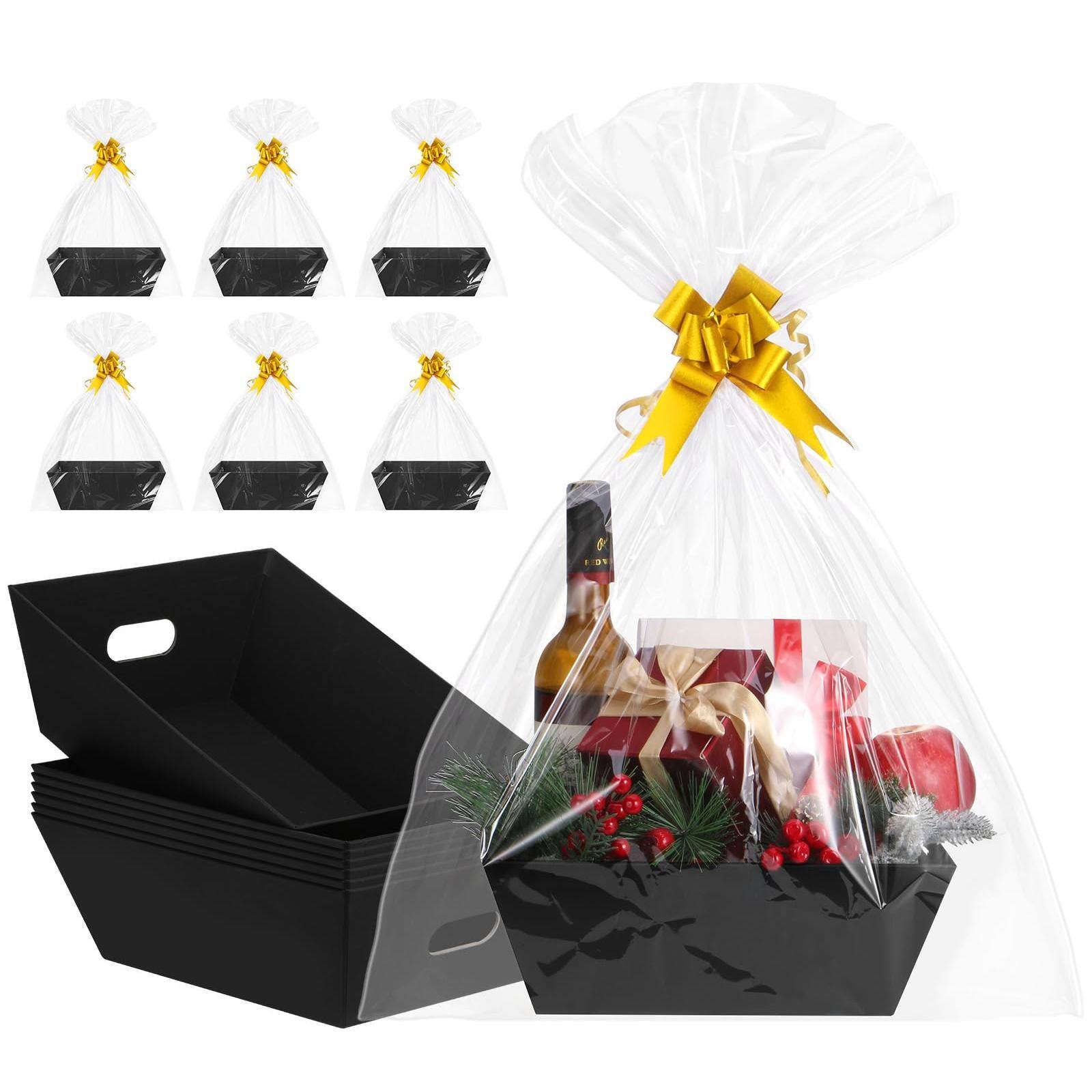 Alt View 1. Paradigms Interiors - Black Baskets For Gifts Empty "thick Gift Basket With 10 Bows Bags Christmas Easter Birthdays Snacks Farmer... - 10PACK Sunshine.