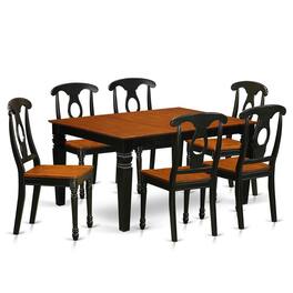 East West Furniture - 7 Pc Dining set with a Kitchen Table and 6 Wood Dining Chairs in Black - Black & Cherry