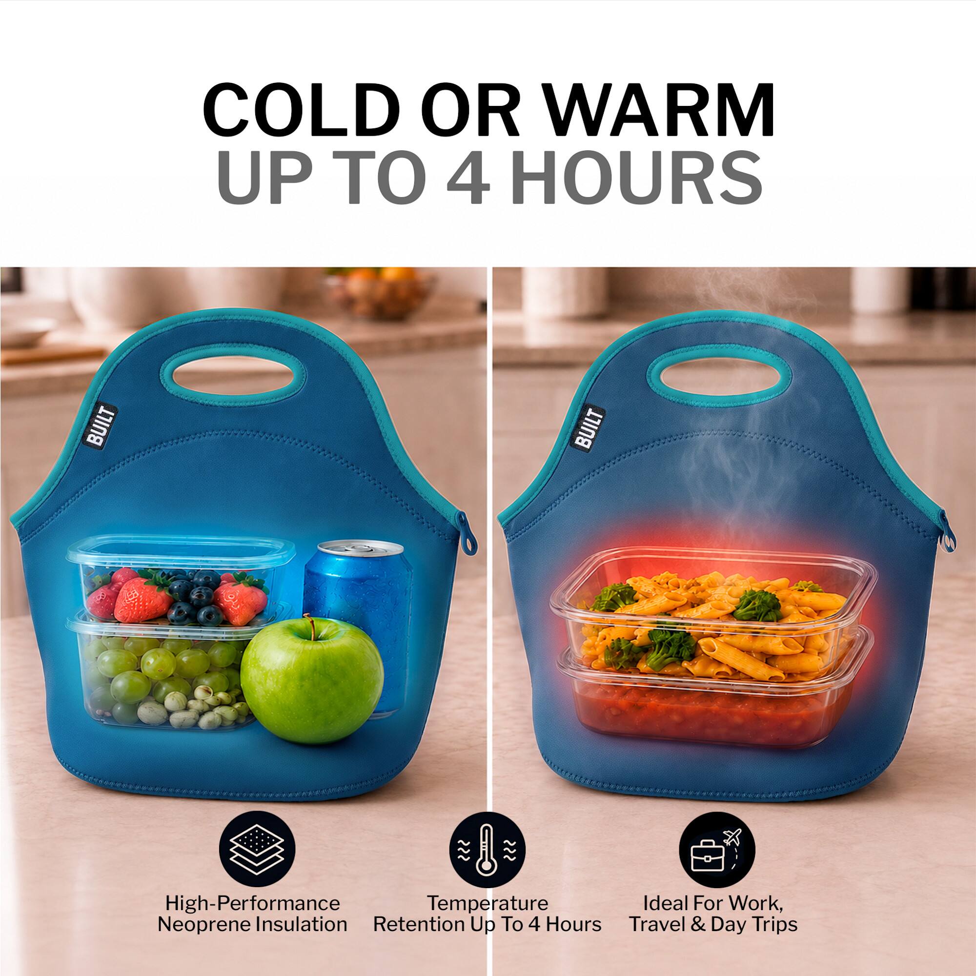COLD OR WARM UP TO 4 HOURS

BUILT

High-Performance Temperature Ideal For Work, Neoprene Insulation Retention Up To 4 Hours Travel & Day Trips