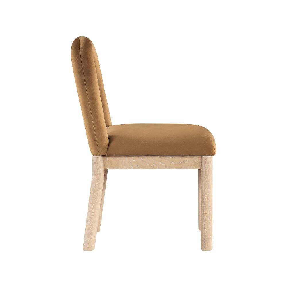 Alt View 3. Meridian Furniture - Conrad Saddle Velvet Dining Chair - Brown.
