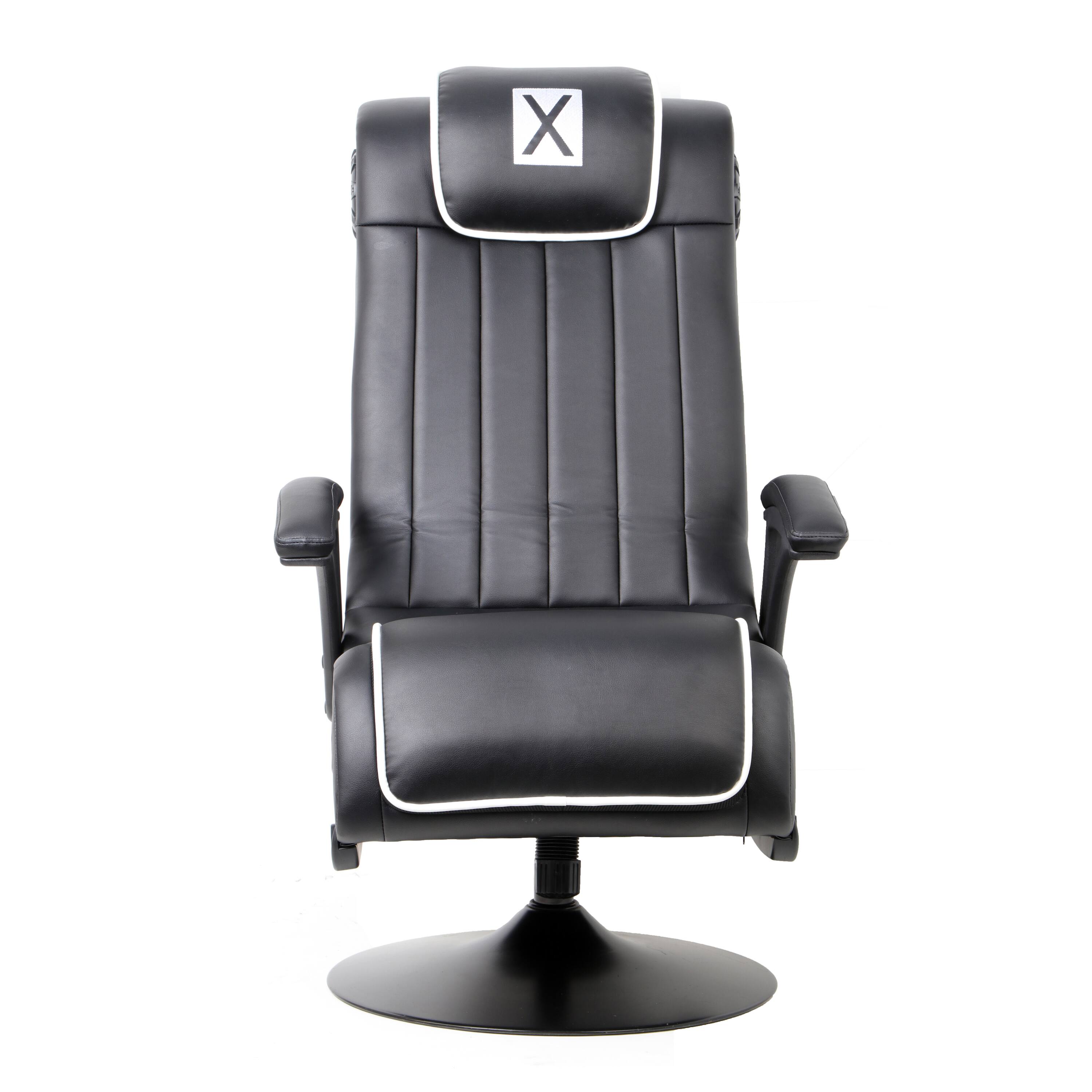 Angle. X Rocker - Midnight Pro Series Pedestal Gaming Chair - Black and White.