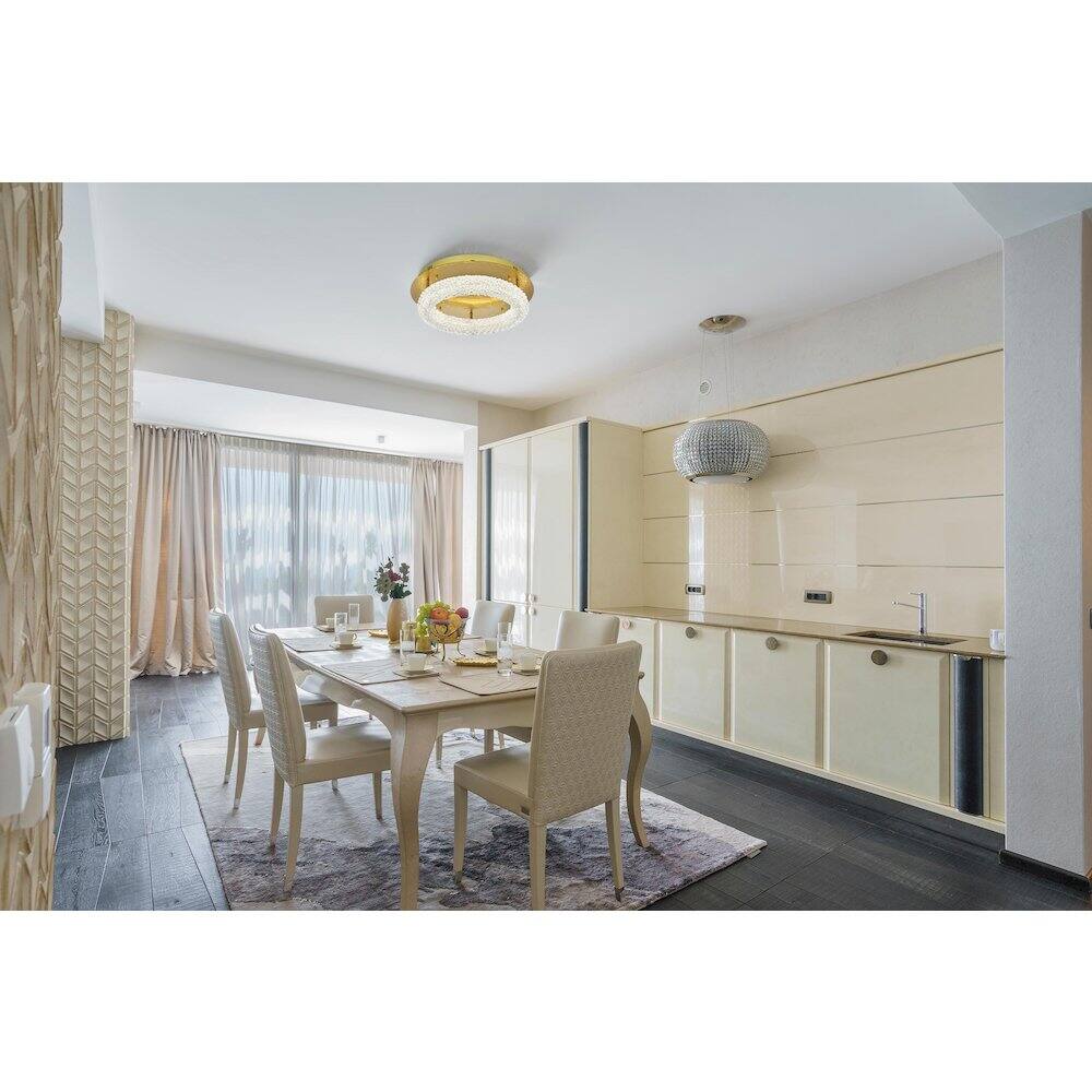 Alt View 2. Elegant Lighting - Bowen 18 inch Adjustable LED Flush Mount Ceiling Light in Satin Gold - Satin Gold.