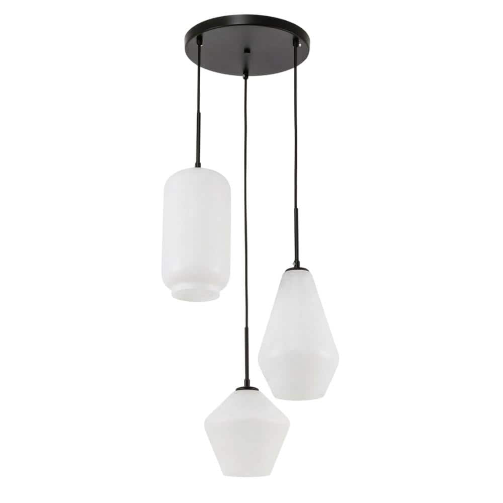 Living District - Gene 3 light pendant - Black And Frosted White Glass price history on PriceWatchPro