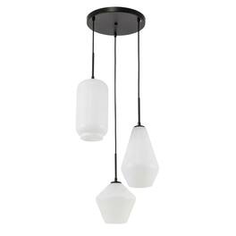Living District - Gene 3 light pendant - Black And Frosted White Glass