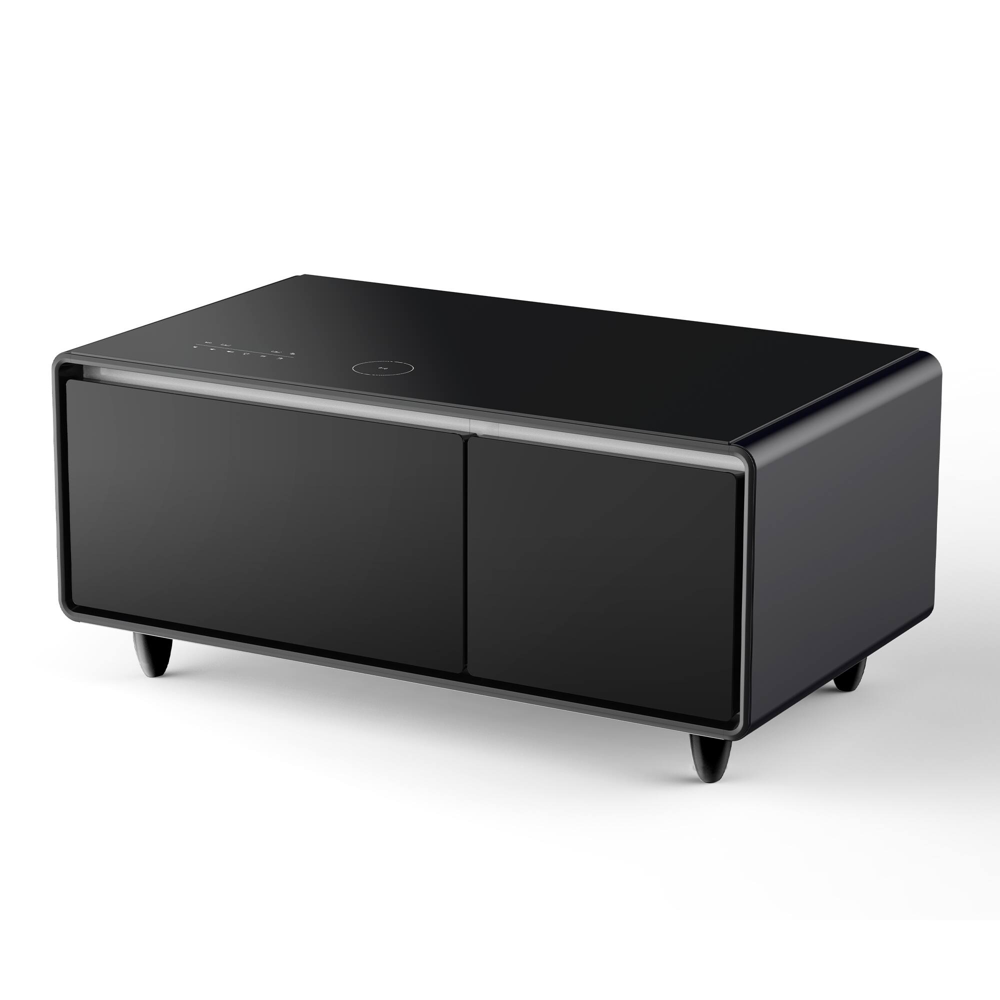 Alt View 9. Tiramisubest - Modern Smart Coffee Table with Built-in Fridge,Bluetooth Speaker,Wireless Charging,USB Interface,Atmosphere light,Black - Black.