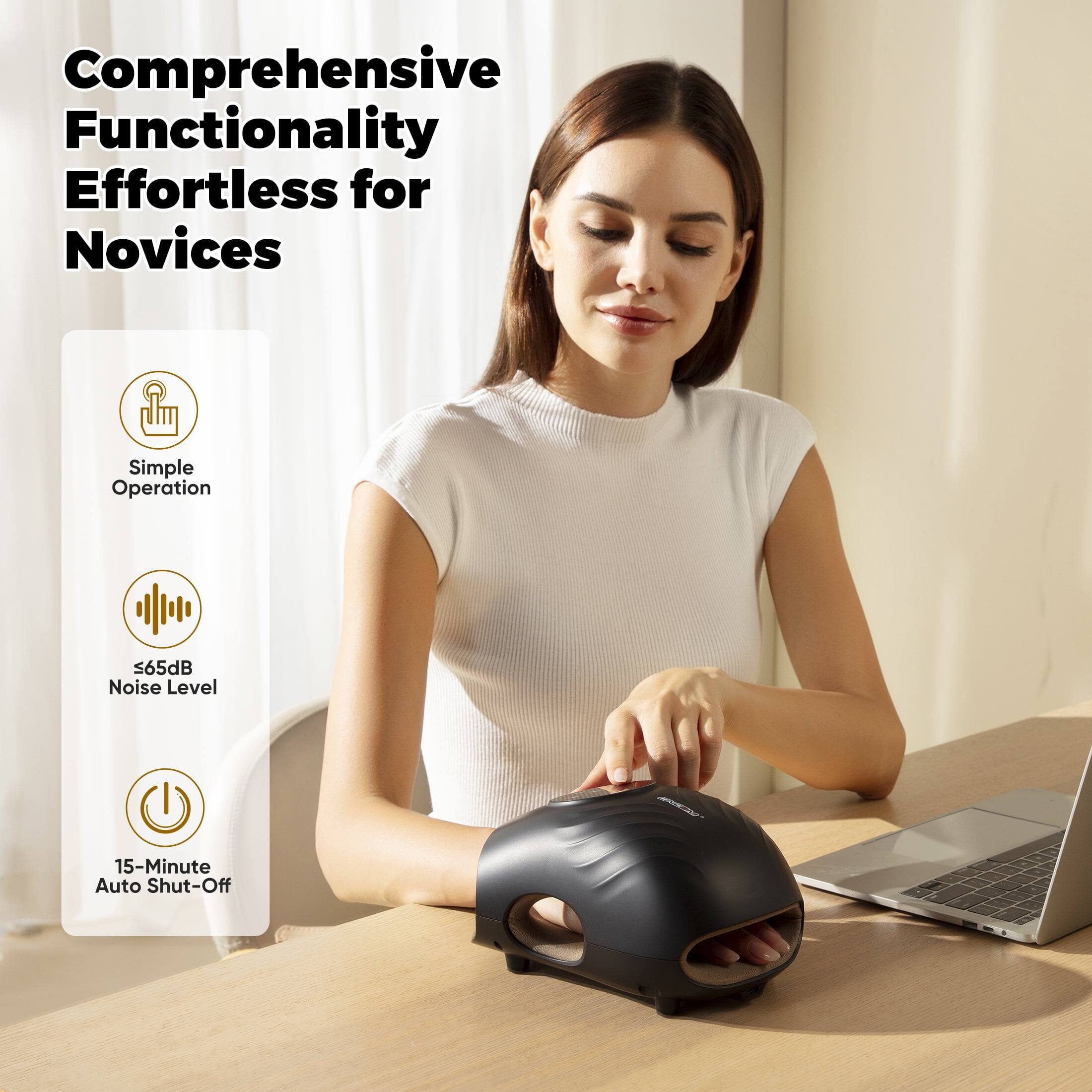 Comprehensive Functionality Effortless for Novices  
Simple Operation  
65dB Noise Level  
15-Minute Auto Shut-Off