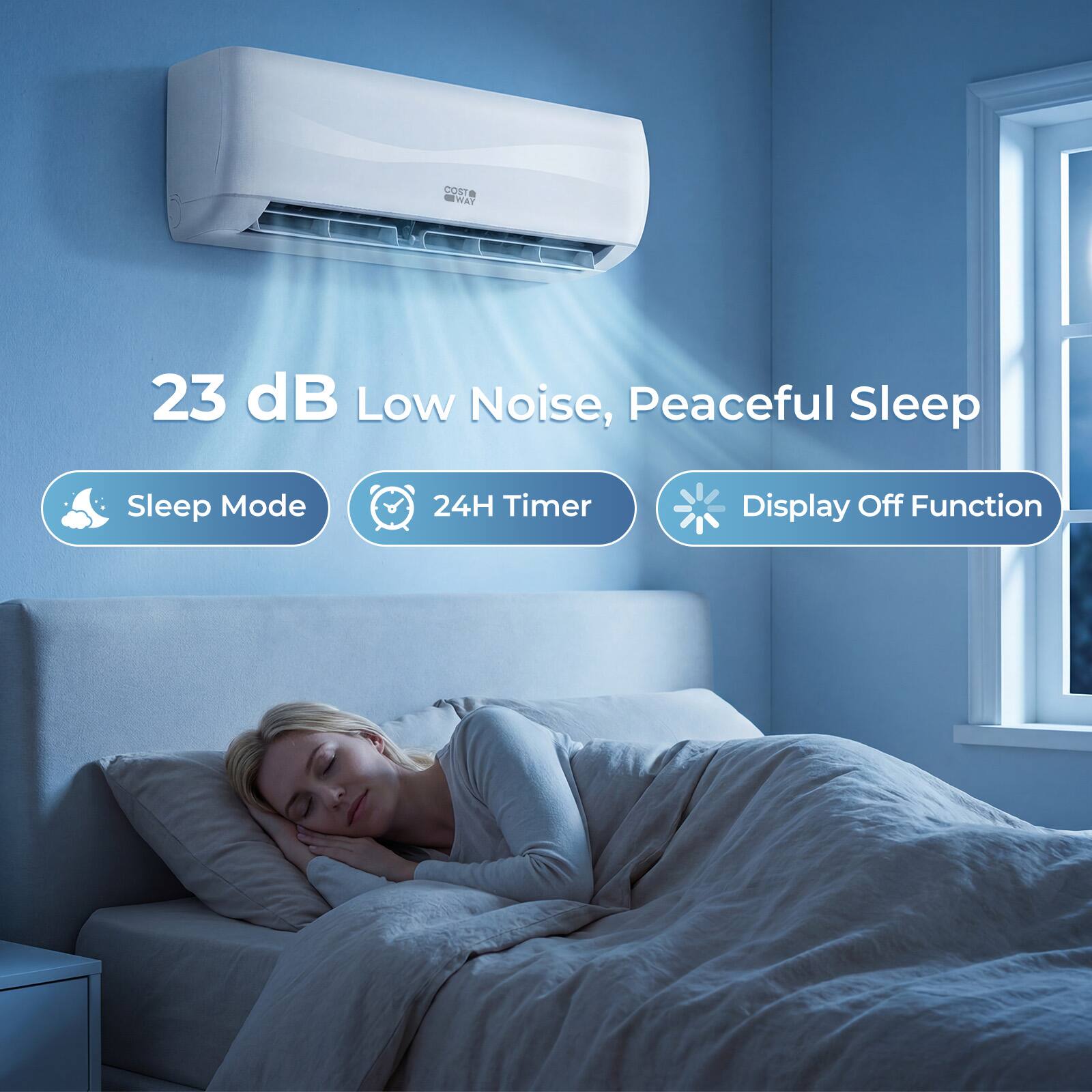 23 dB Low Noise, Peaceful Sleep  
Sleep Mode  
24H Timer  
Display Off Function